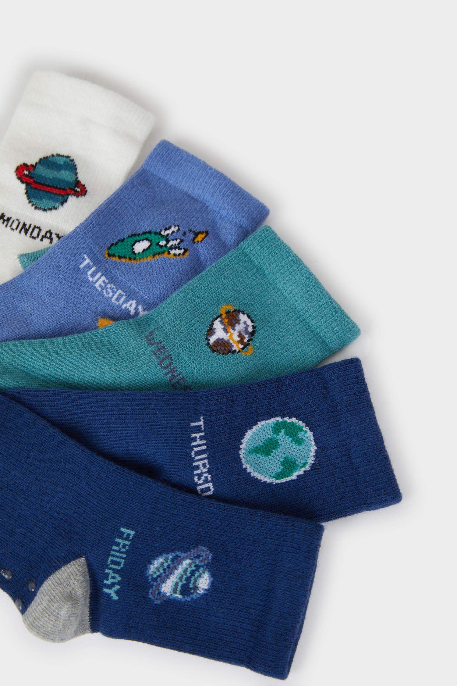 Boy Baby Non-Slip Sole 5 Piece Cotton Long Socks