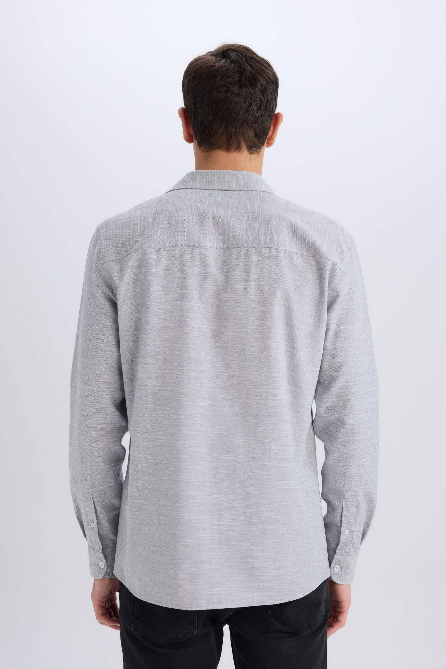 Modern Fit Polo Neck Basic Long Sleeve Shirt