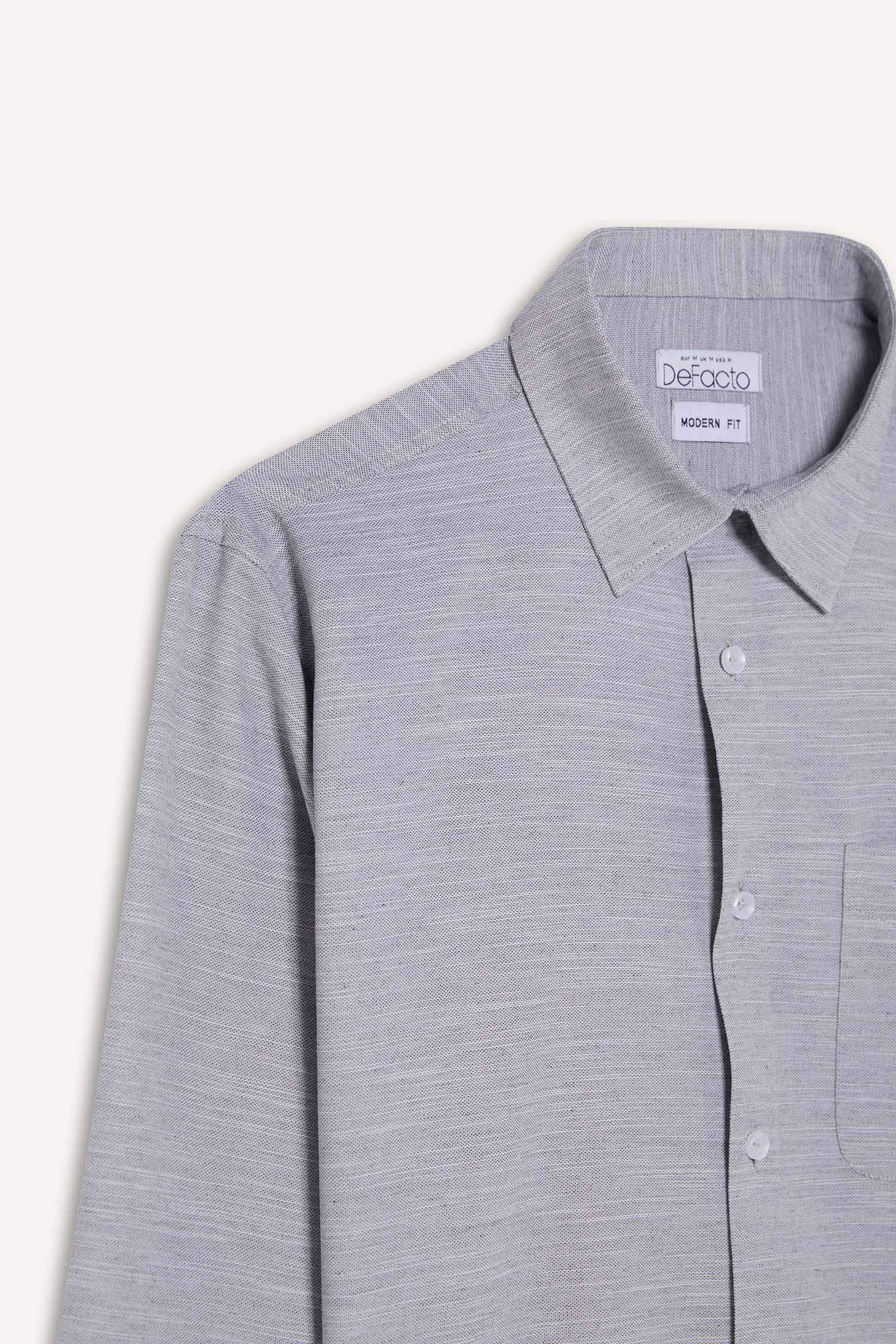 Modern Fit Polo Neck Basic Long Sleeve Shirt