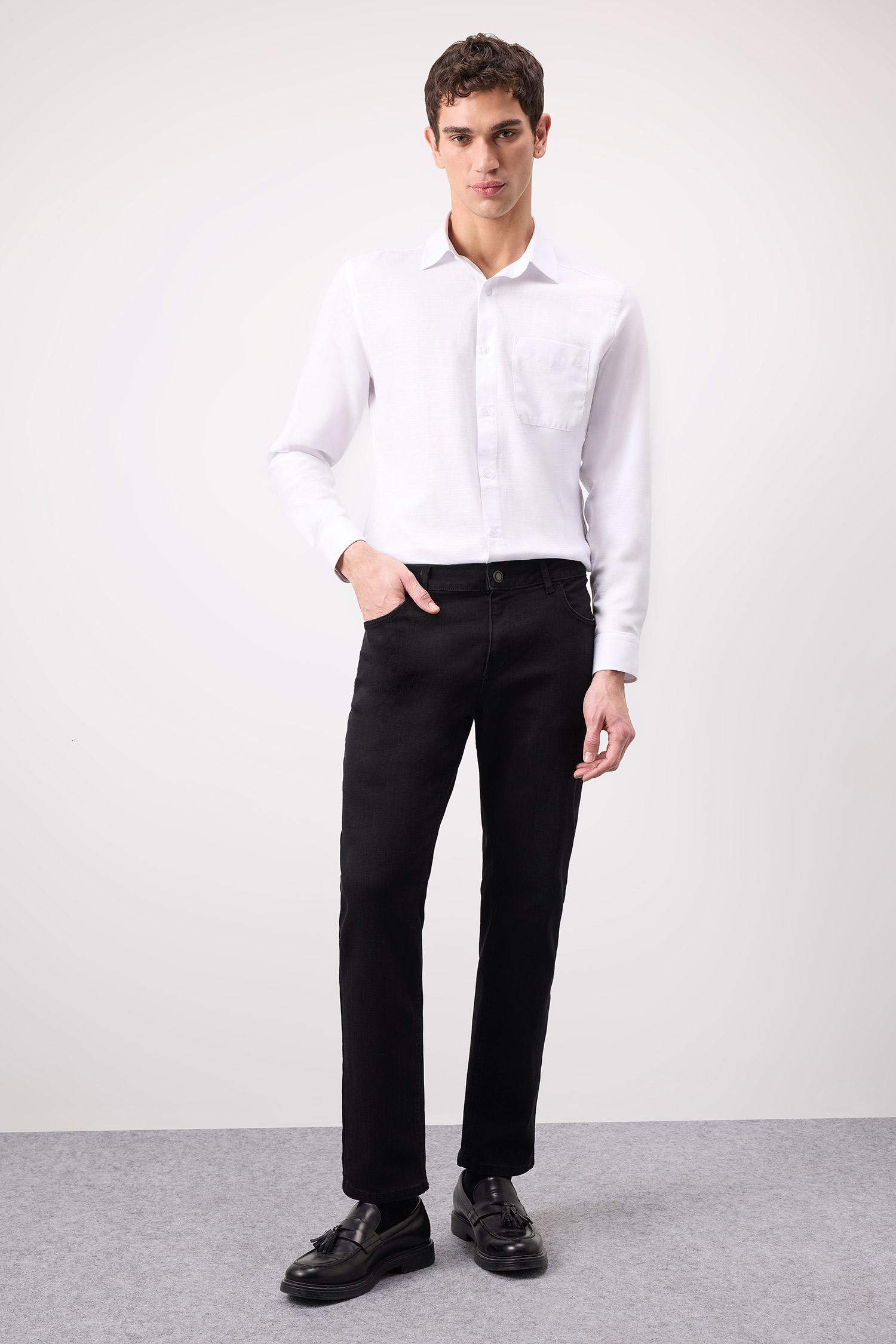 Modern Fit Polo Neck Basic Long Sleeve Shirt