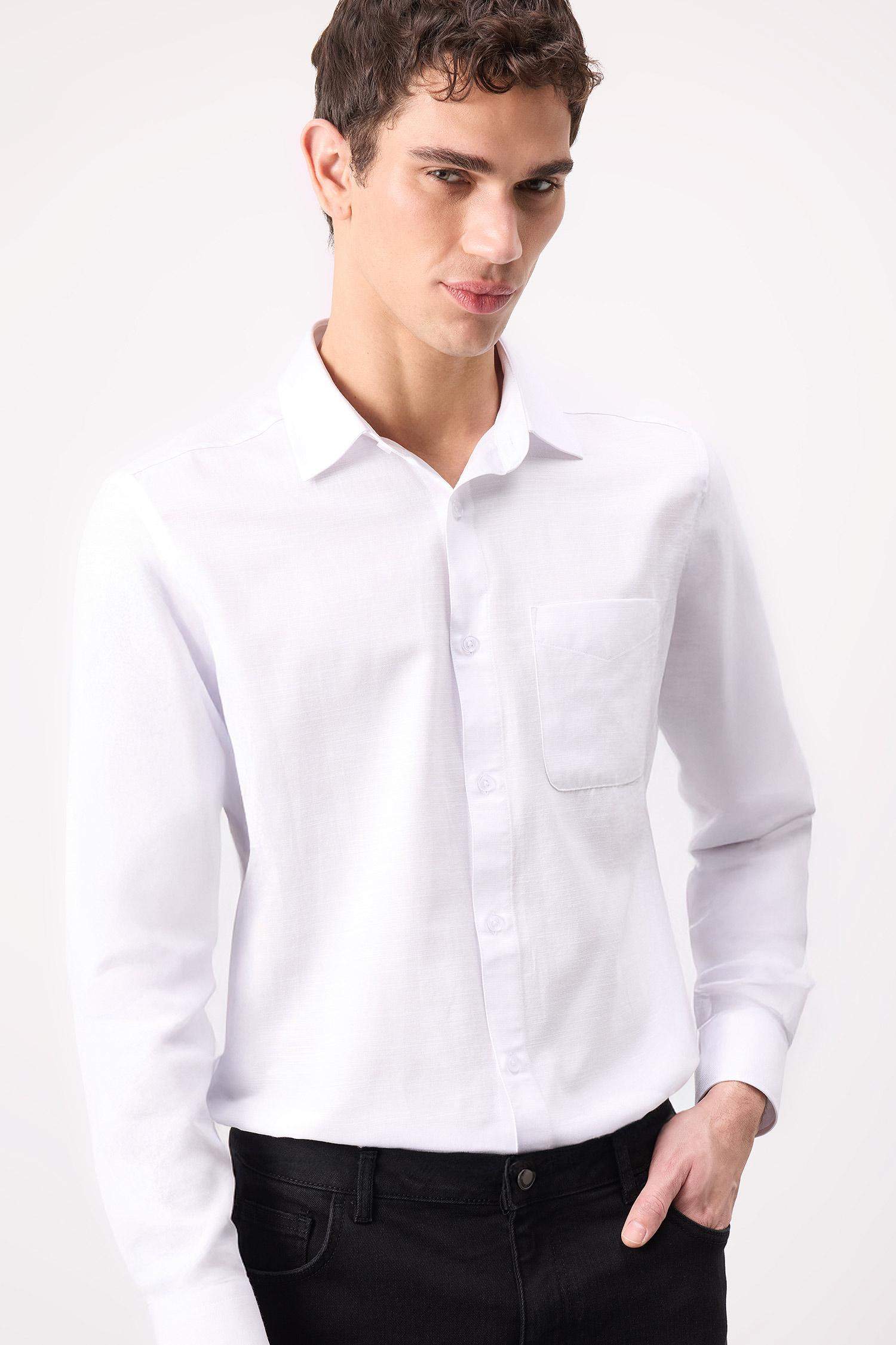 Modern Fit Polo Neck Basic Long Sleeve Shirt