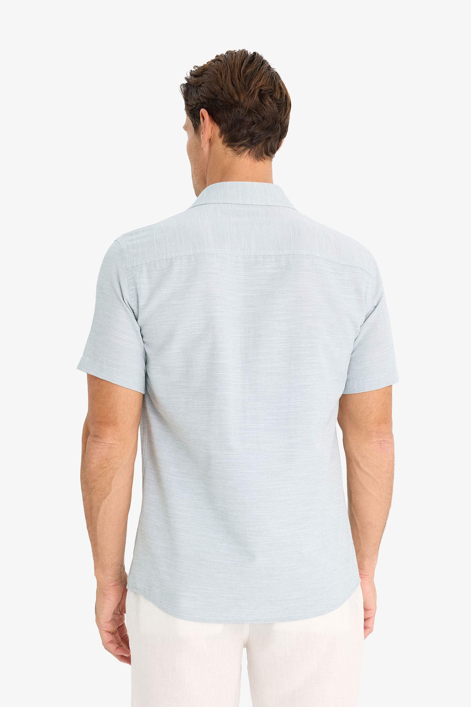 Modern Fit Yazlık Polo Yaka Basic Düz Kısa Kollu Gömlek