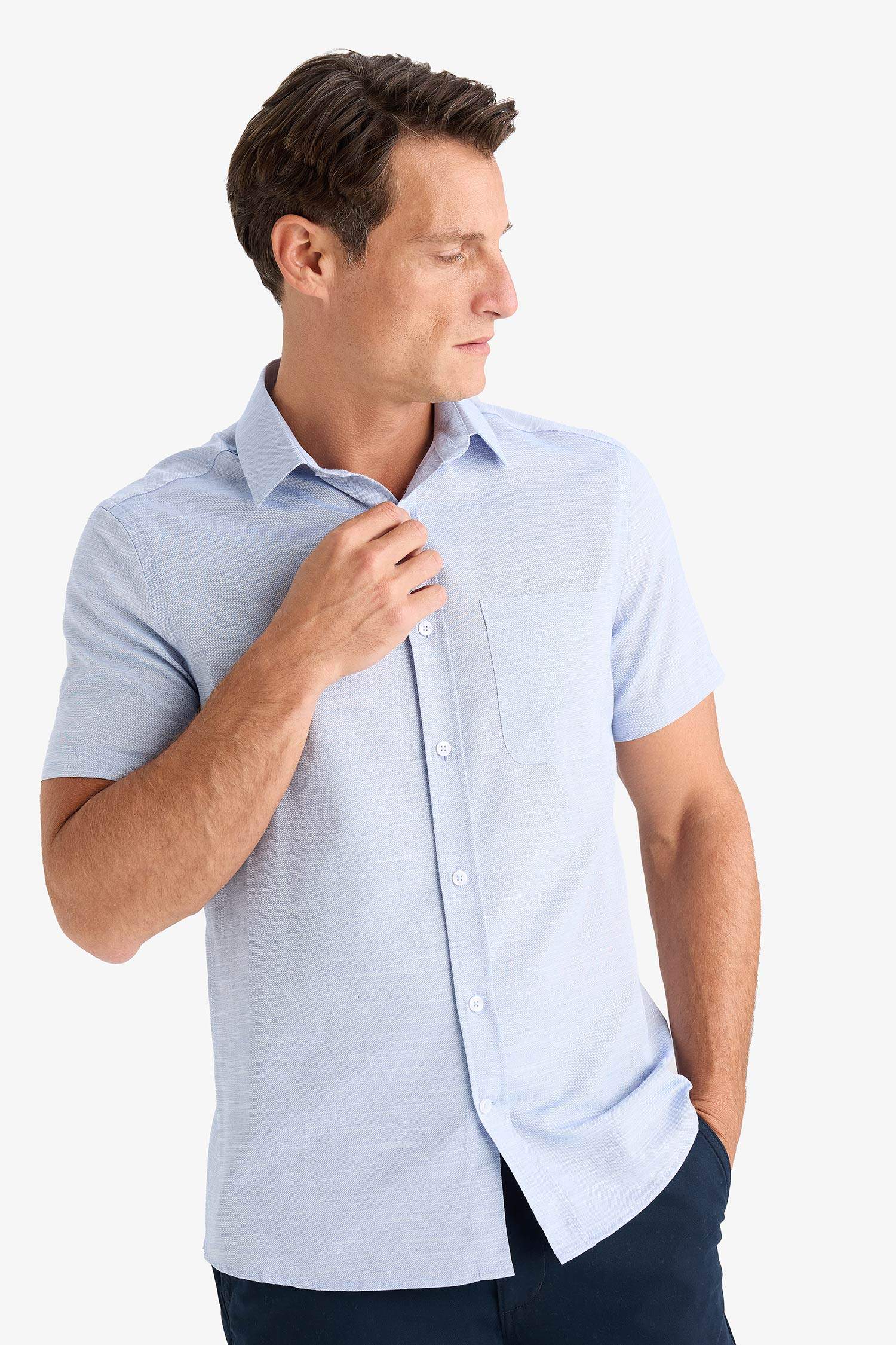 Modern Fit Polo Neck Summer Basic Shirt