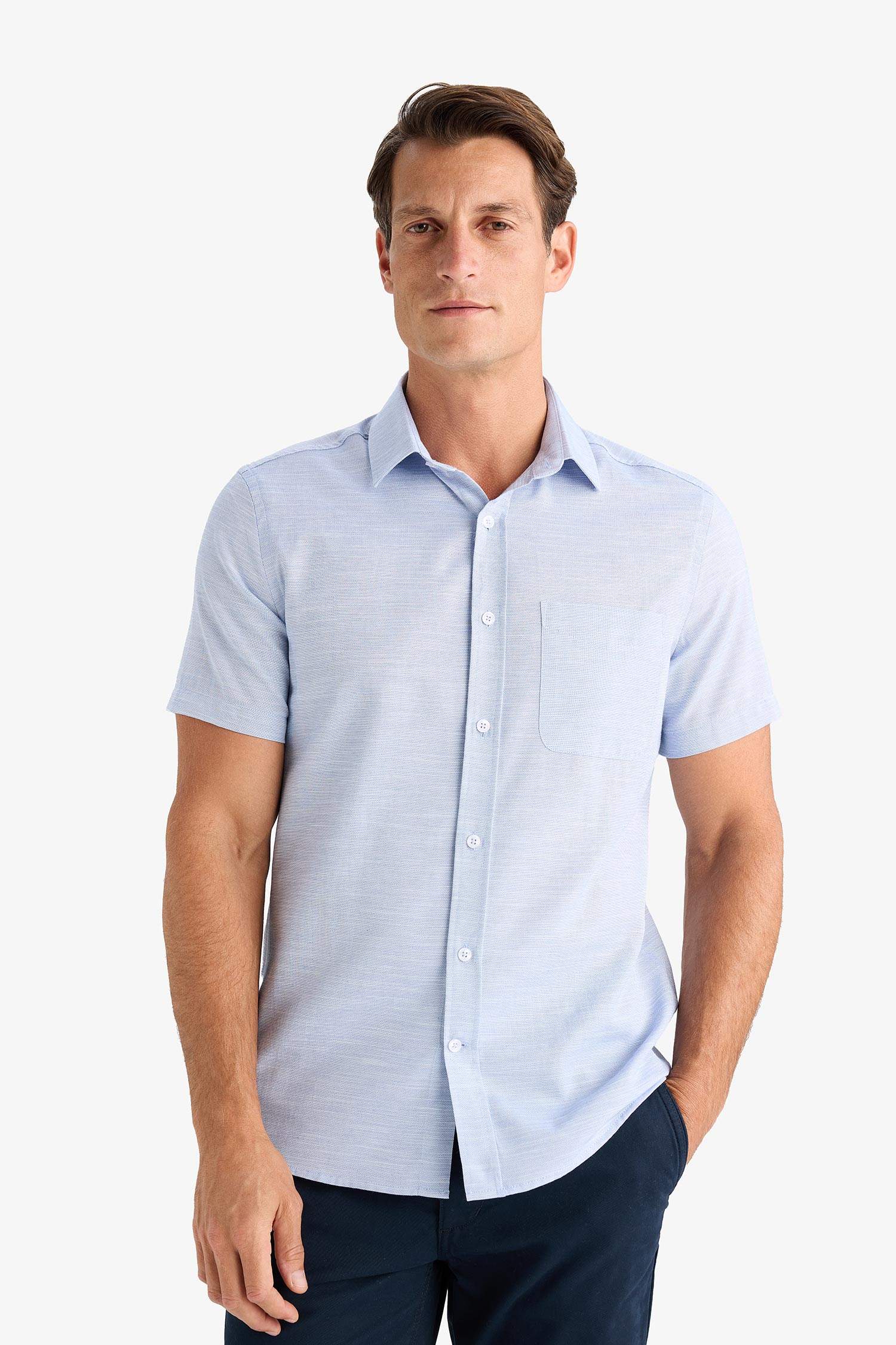 Modern Fit Polo Neck Summer Basic Shirt