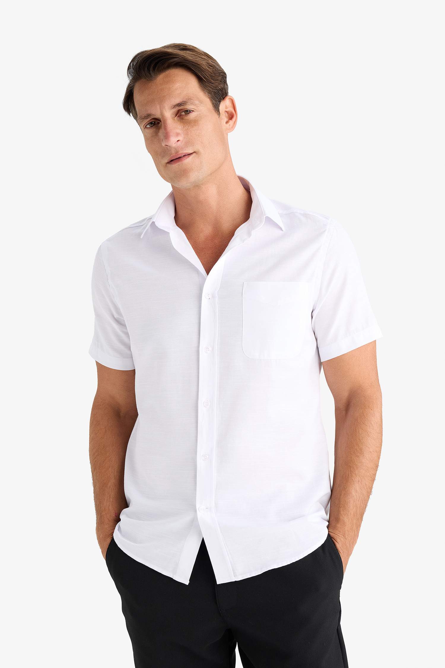 Modern Fit Summer Polo Collar Basic Shirt