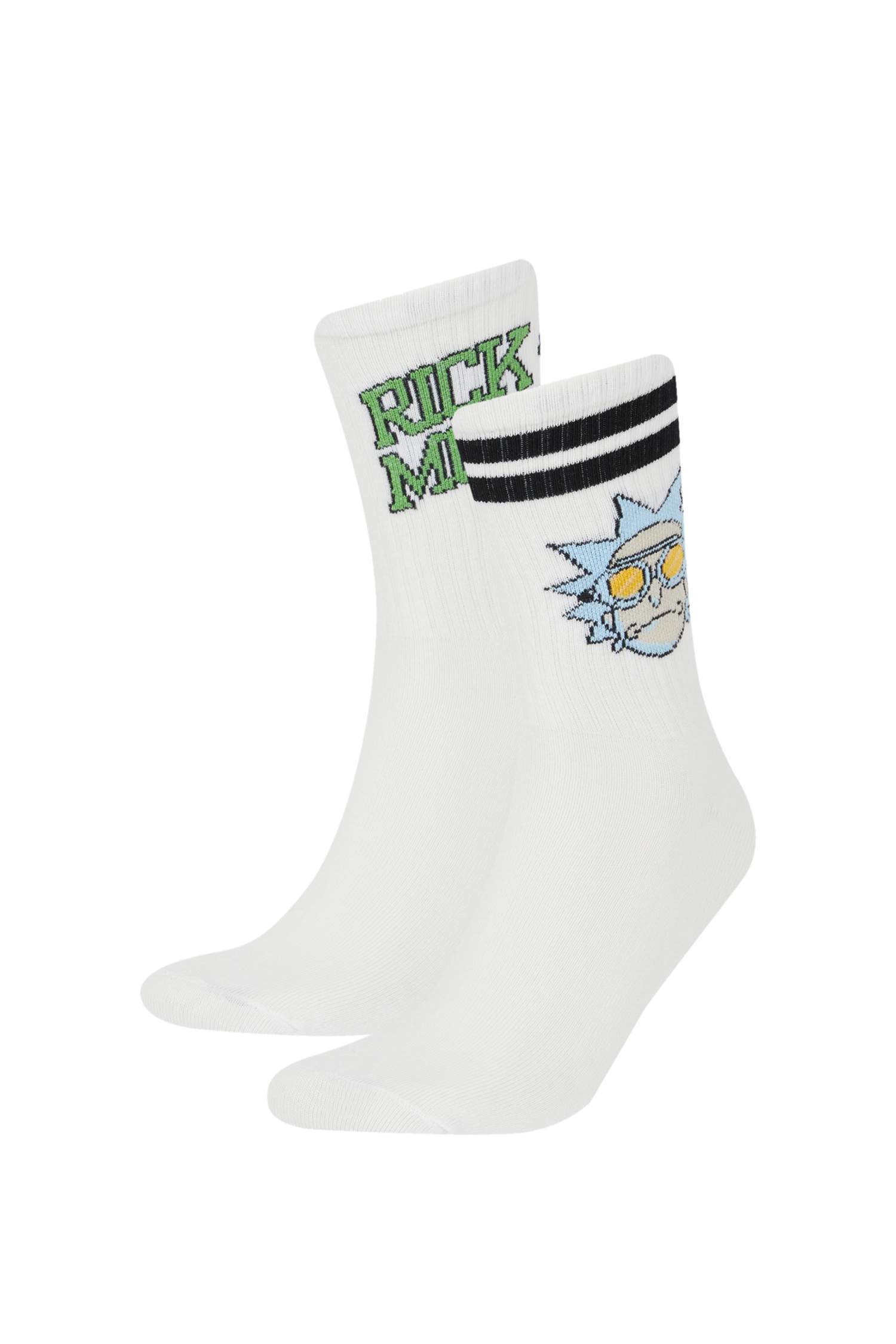 Erkek Rick and Morty 2'li Pamuklu Uzun Çorap