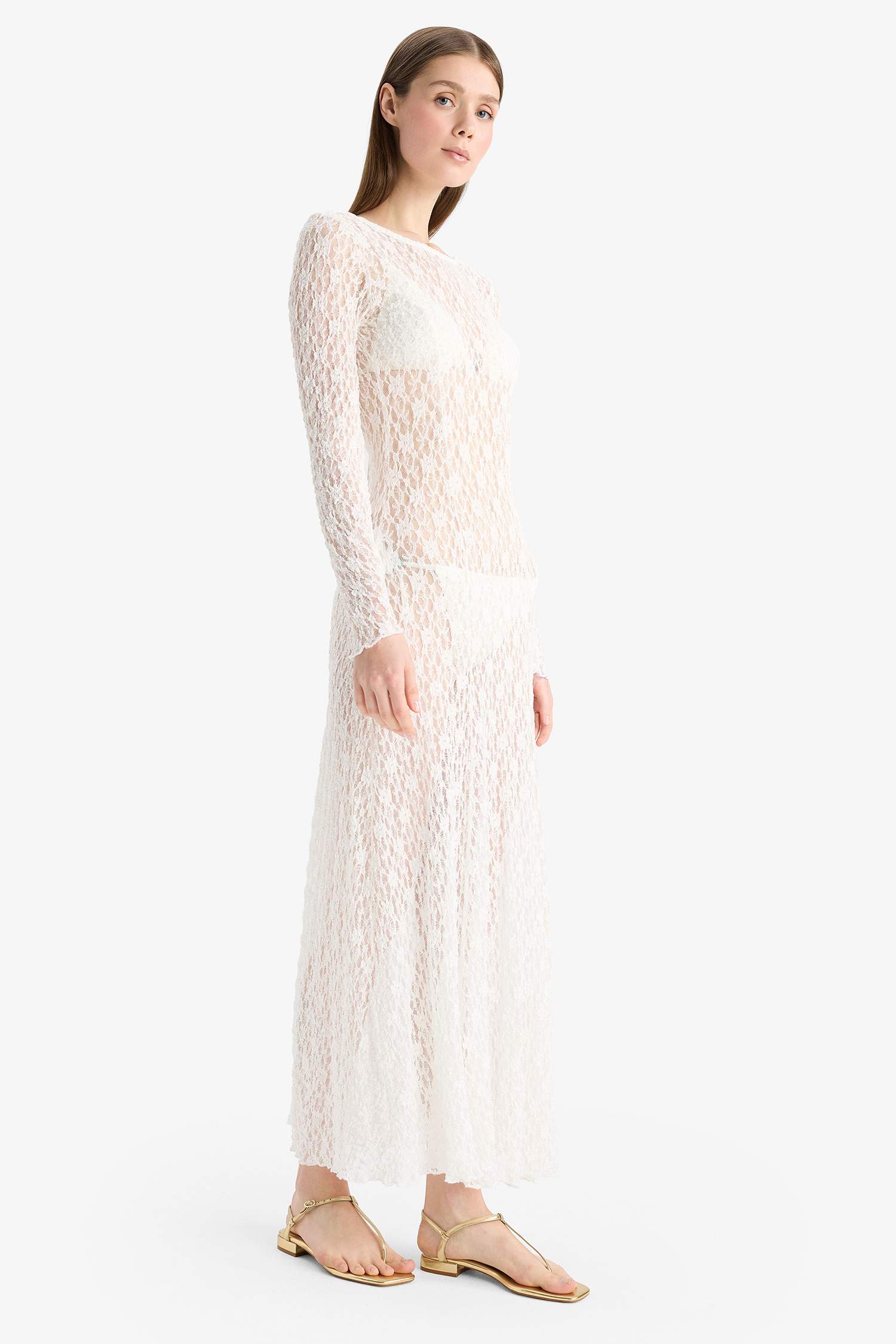 Regular Fit Dantel Plaj Elbisesi-Fall in Love