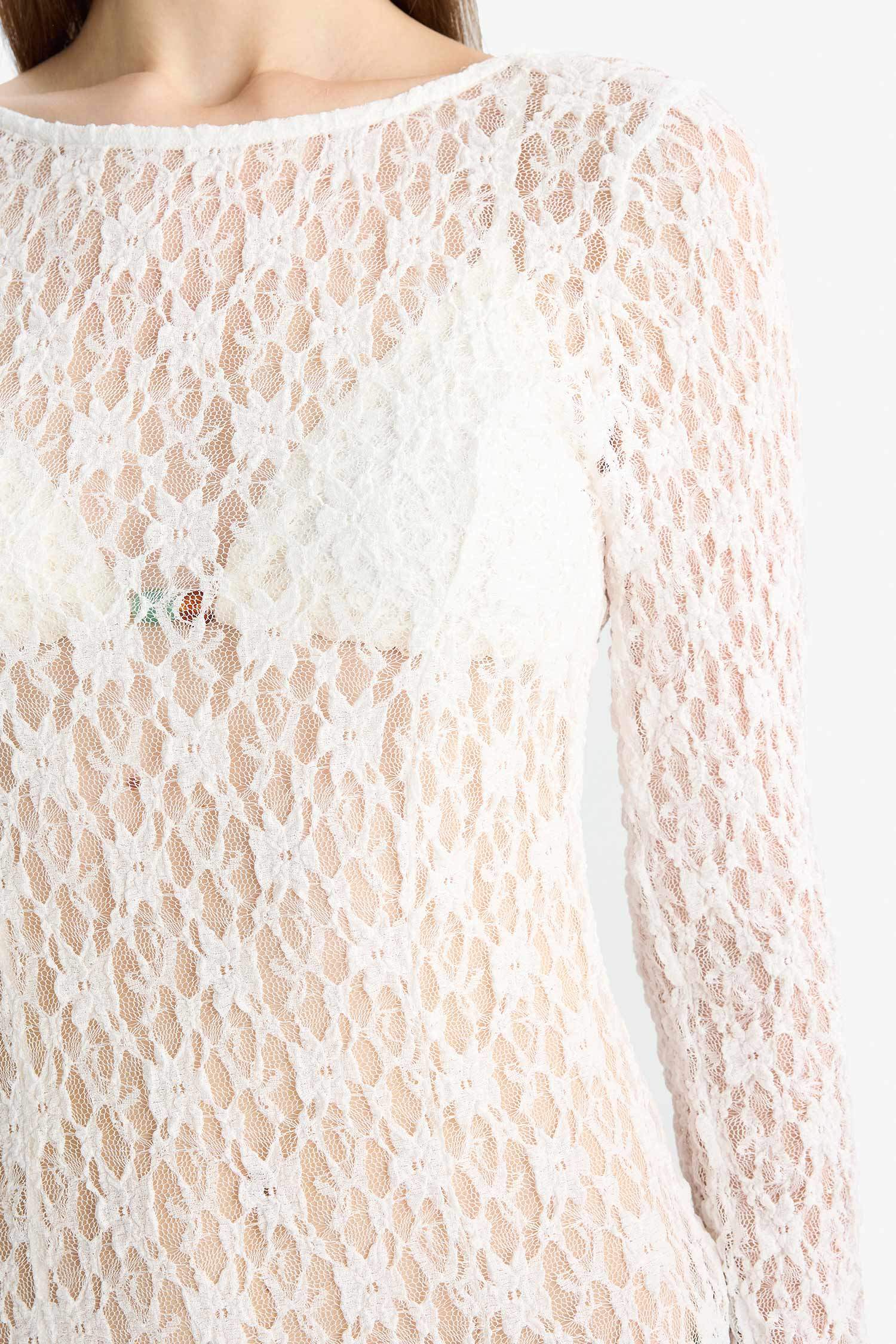 Regular Fit Dantel Plaj Elbisesi-Fall in Love