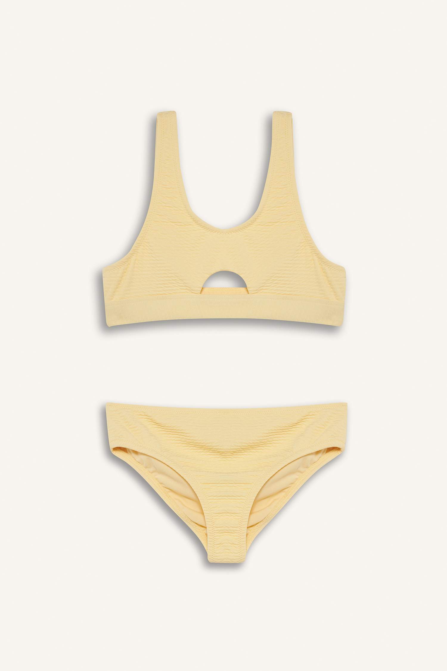 طقم بكيني بناتي أصفر - قطعتين