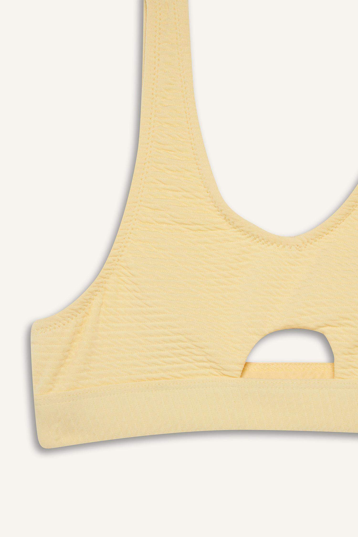 طقم بكيني بناتي أصفر - قطعتين