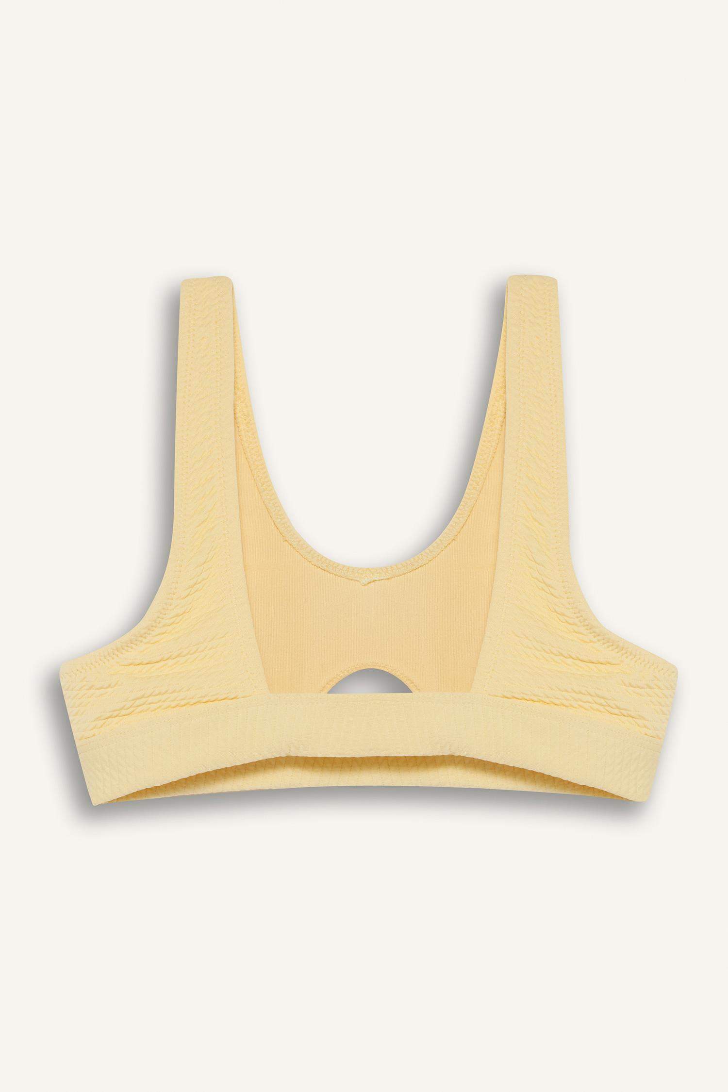 طقم بكيني بناتي أصفر - قطعتين