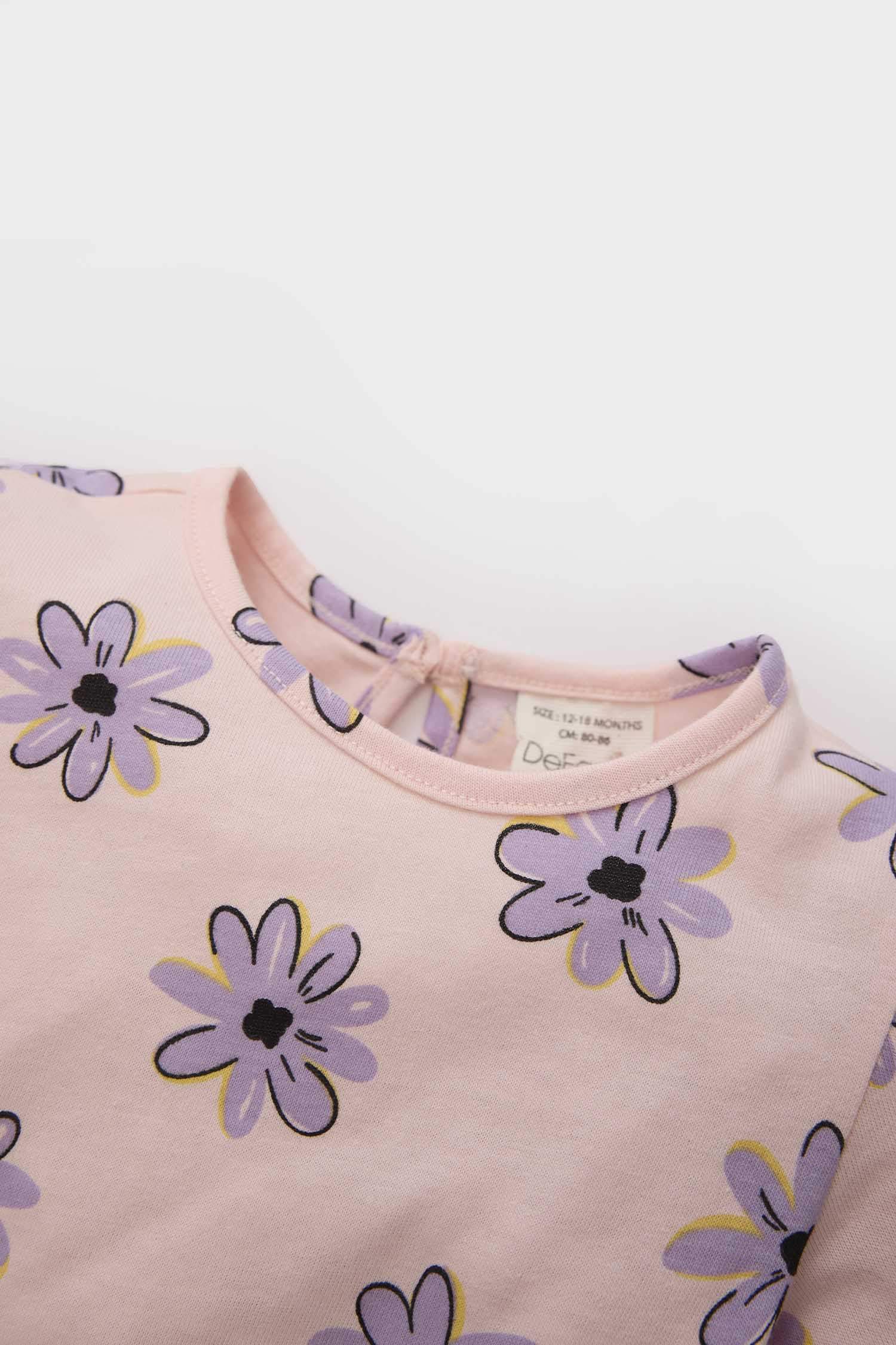 Kız Bebek Çiçek Desenli Uzun Kollu Elbise