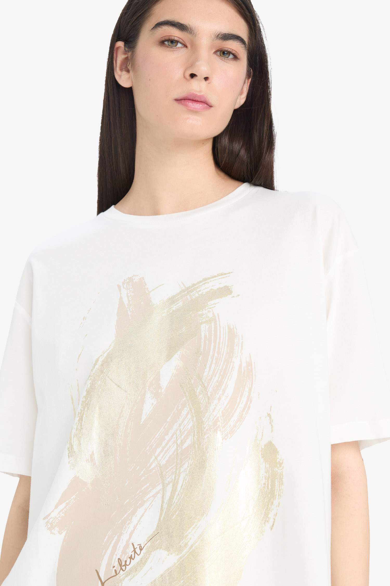 Regular Fit Bisiklet Yaka Baskılı Penye Kısa Kollu Tişört