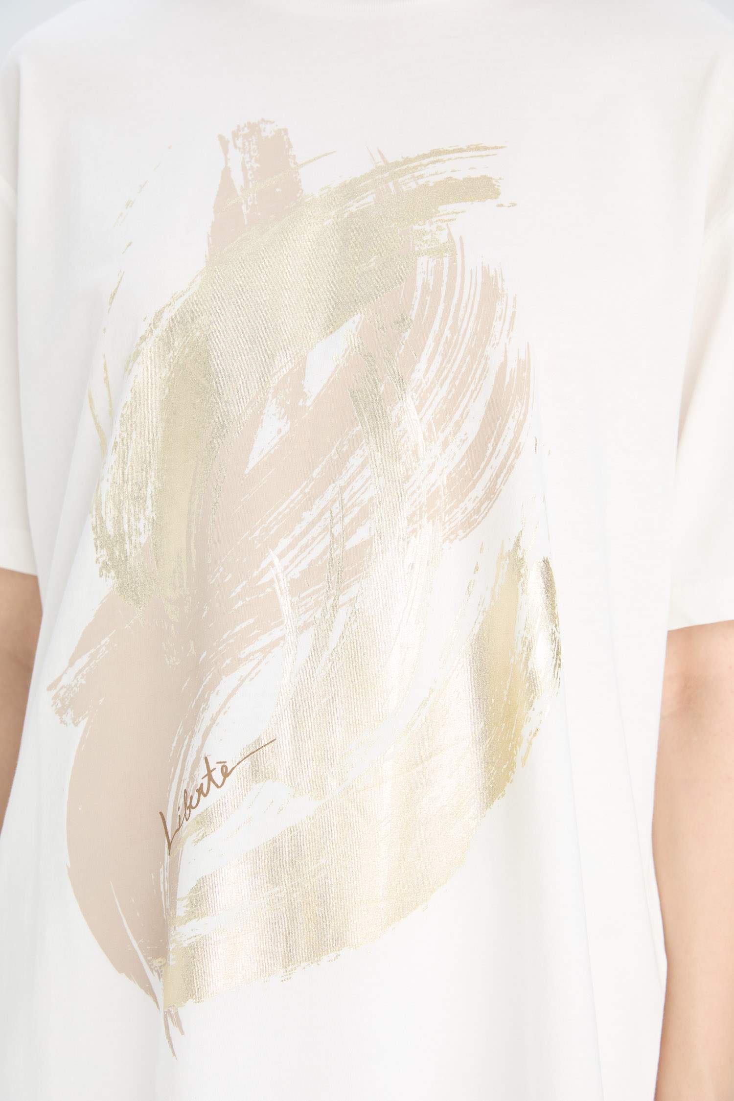 Regular Fit Bisiklet Yaka Baskılı Penye Kısa Kollu Tişört