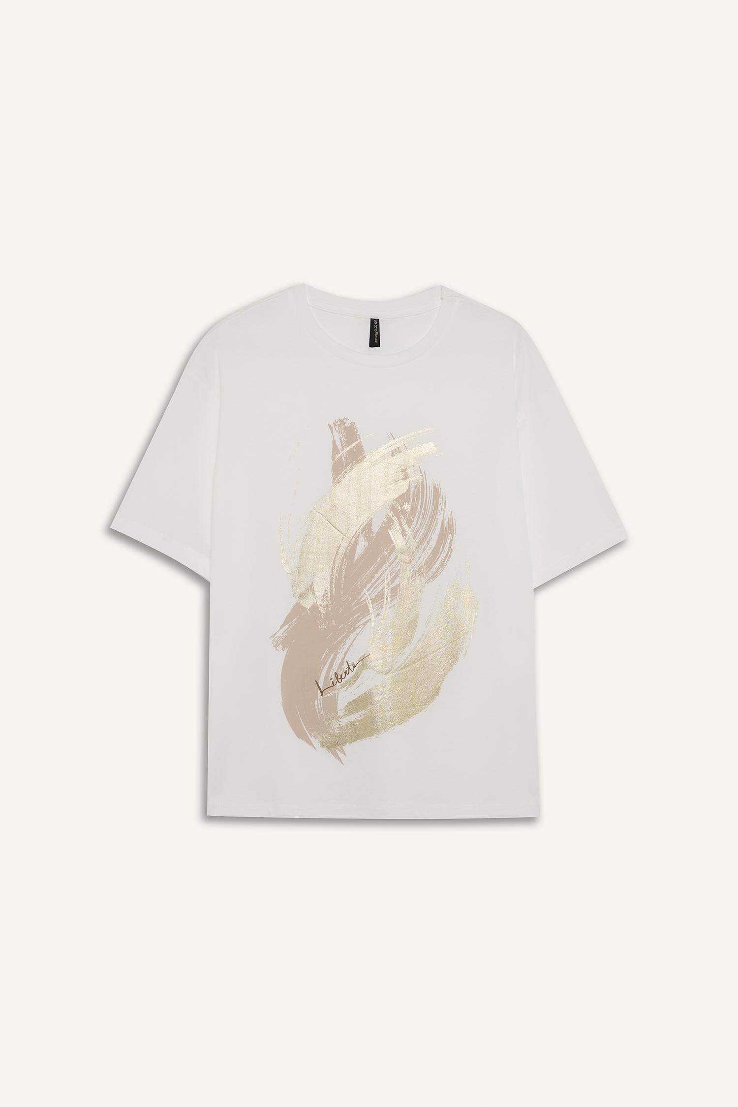 Regular Fit Bisiklet Yaka Baskılı Penye Kısa Kollu Tişört