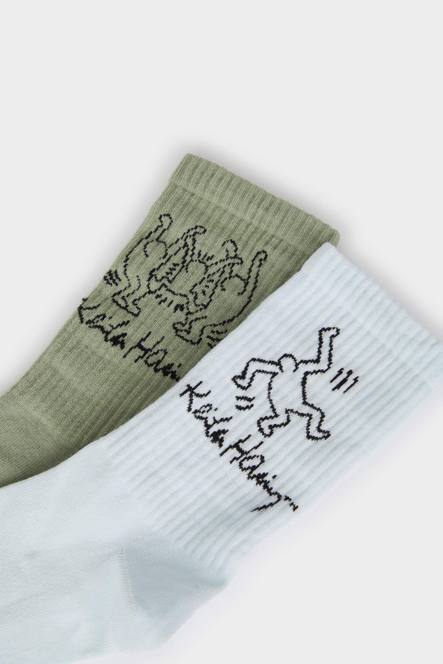 Erkek Keith Haring 2'li Pamuklu Uzun Çorap
