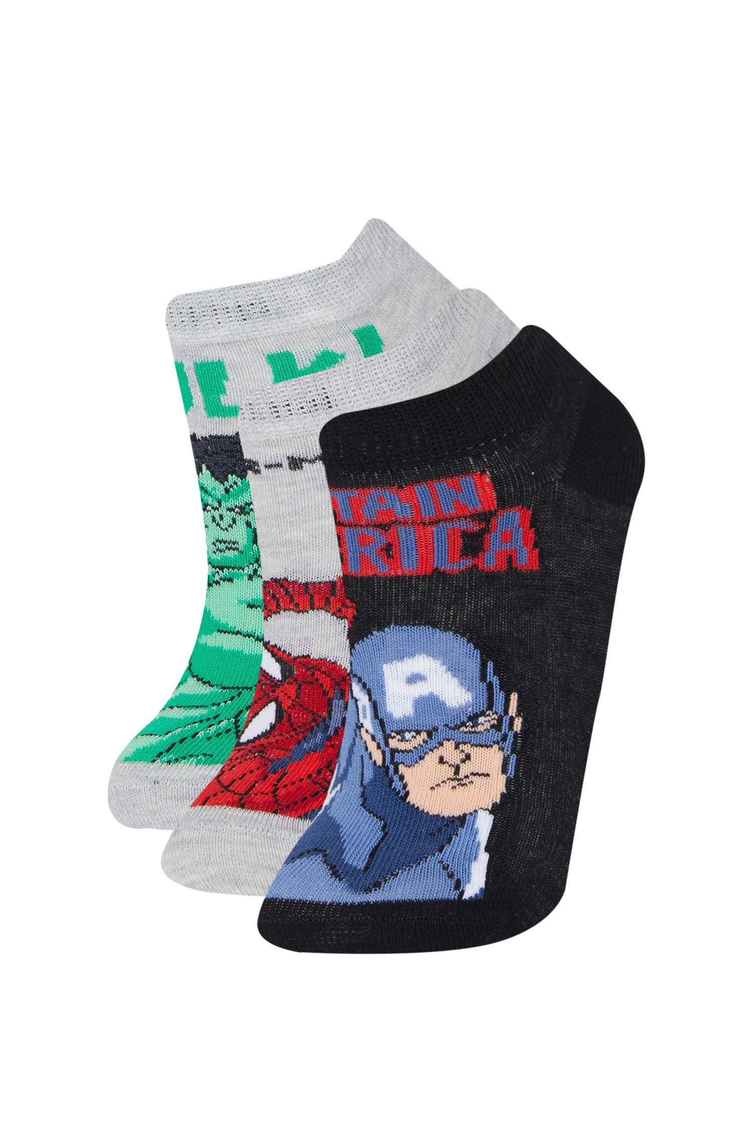 Erkek Çocuk Marvel 3'lü Pamuklu Patik Çorap
