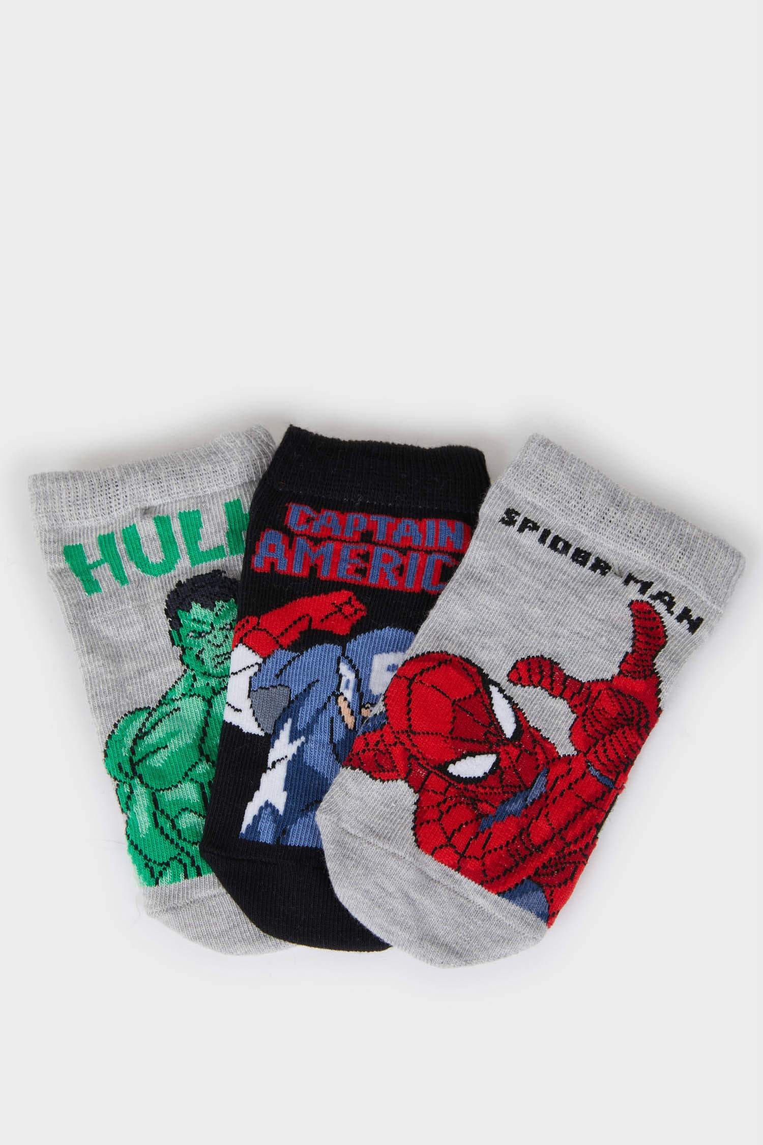 Erkek Çocuk Marvel 3'lü Pamuklu Patik Çorap