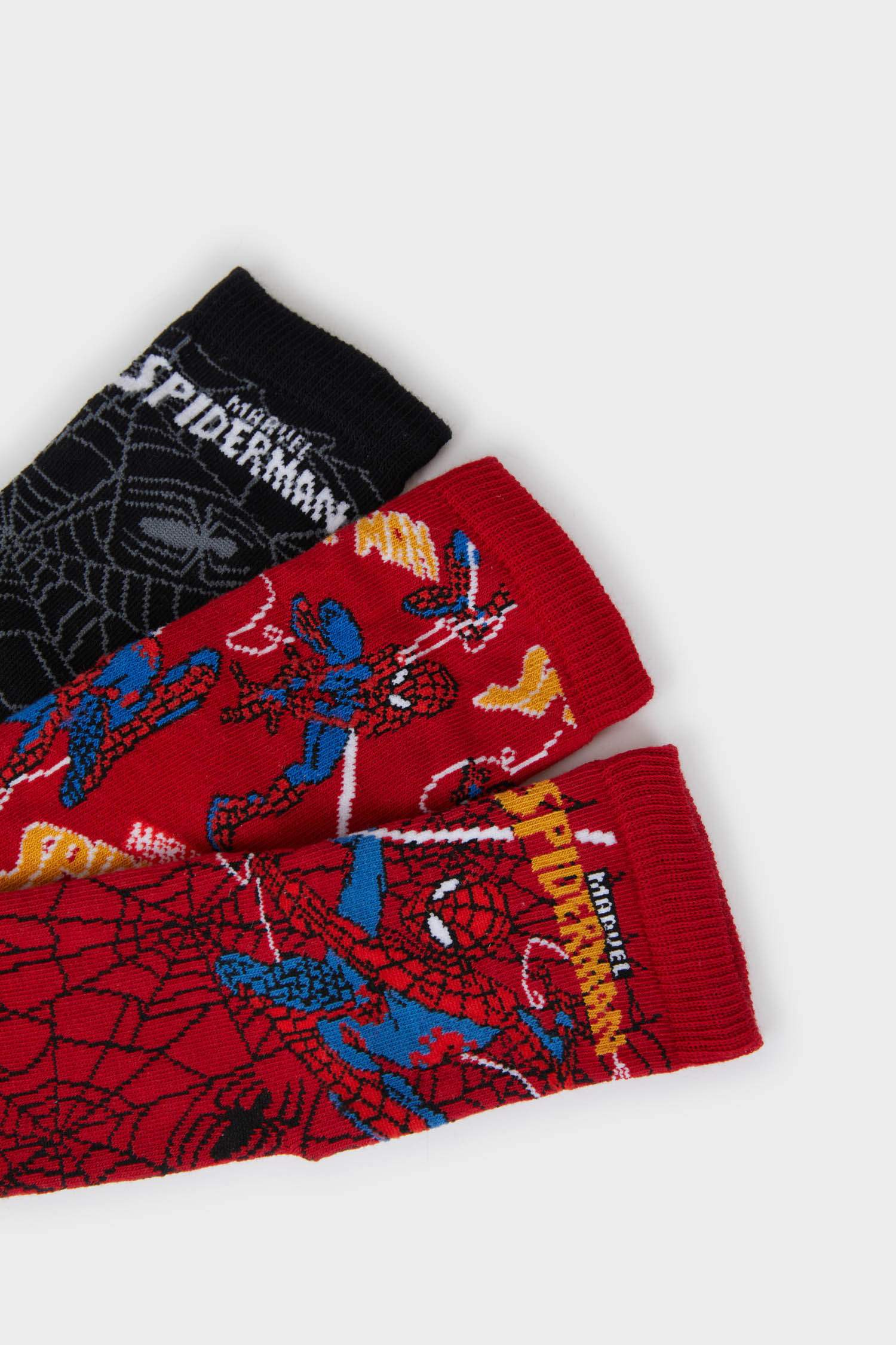 Erkek Çocuk Marvel Spiderman 3'lü Pamuklu Uzun Çorap