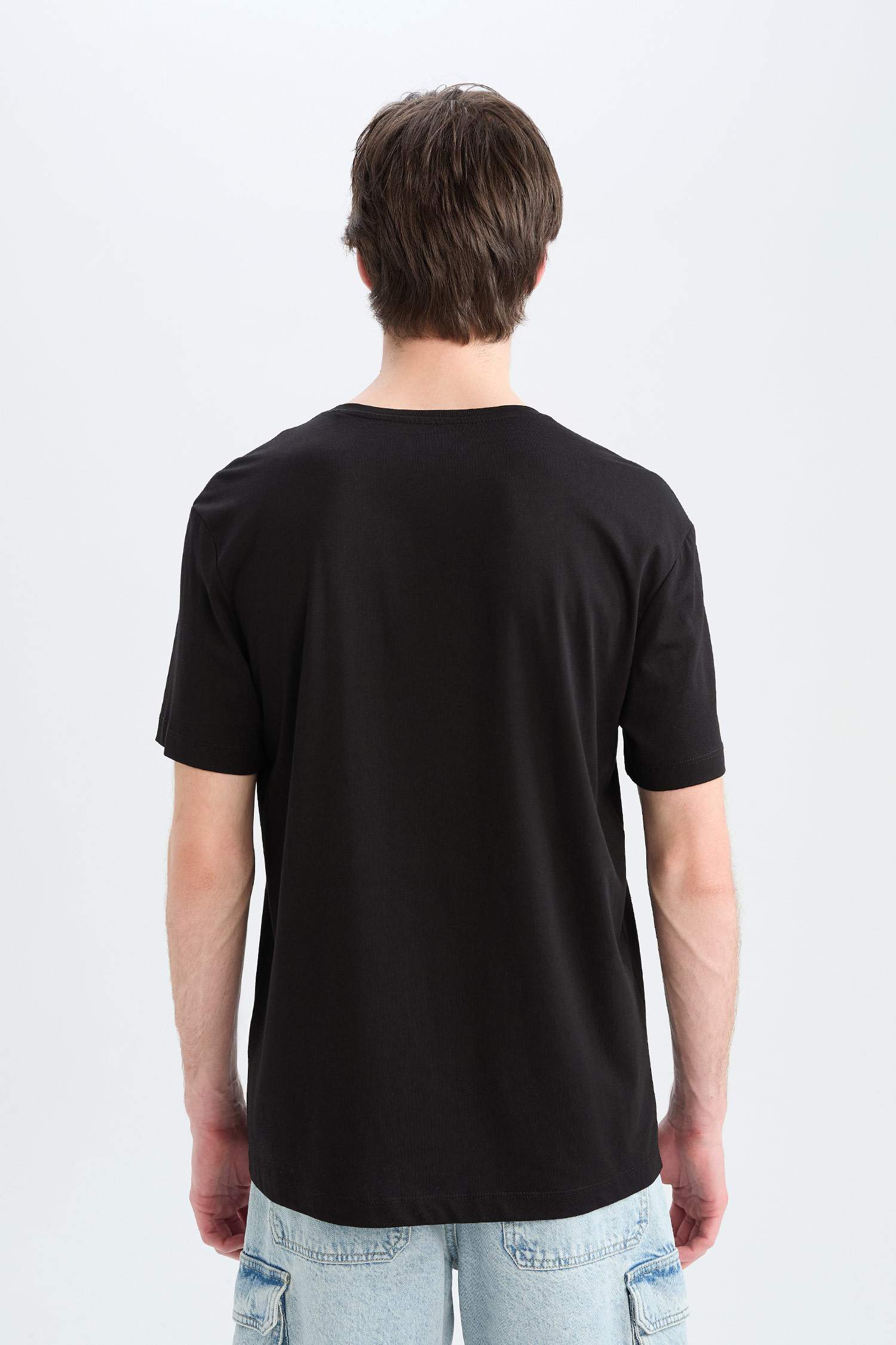 Regular Fit Bisiklet Yaka Baskılı Kısa Kollu Tişört