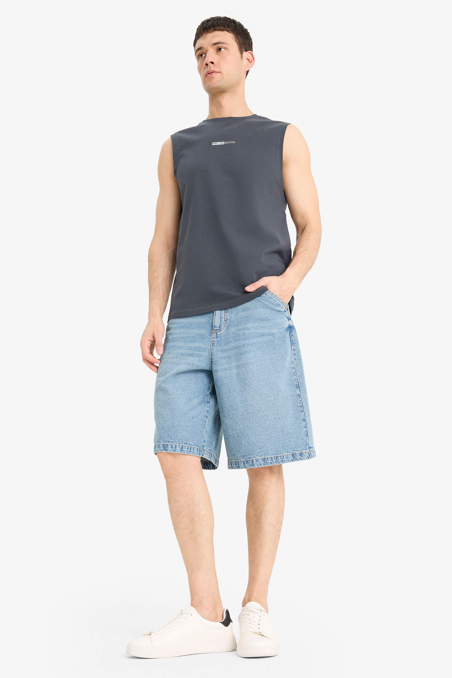 %100 Pamuk Regular Fit Baskılı Bisiklet Yaka Atlet