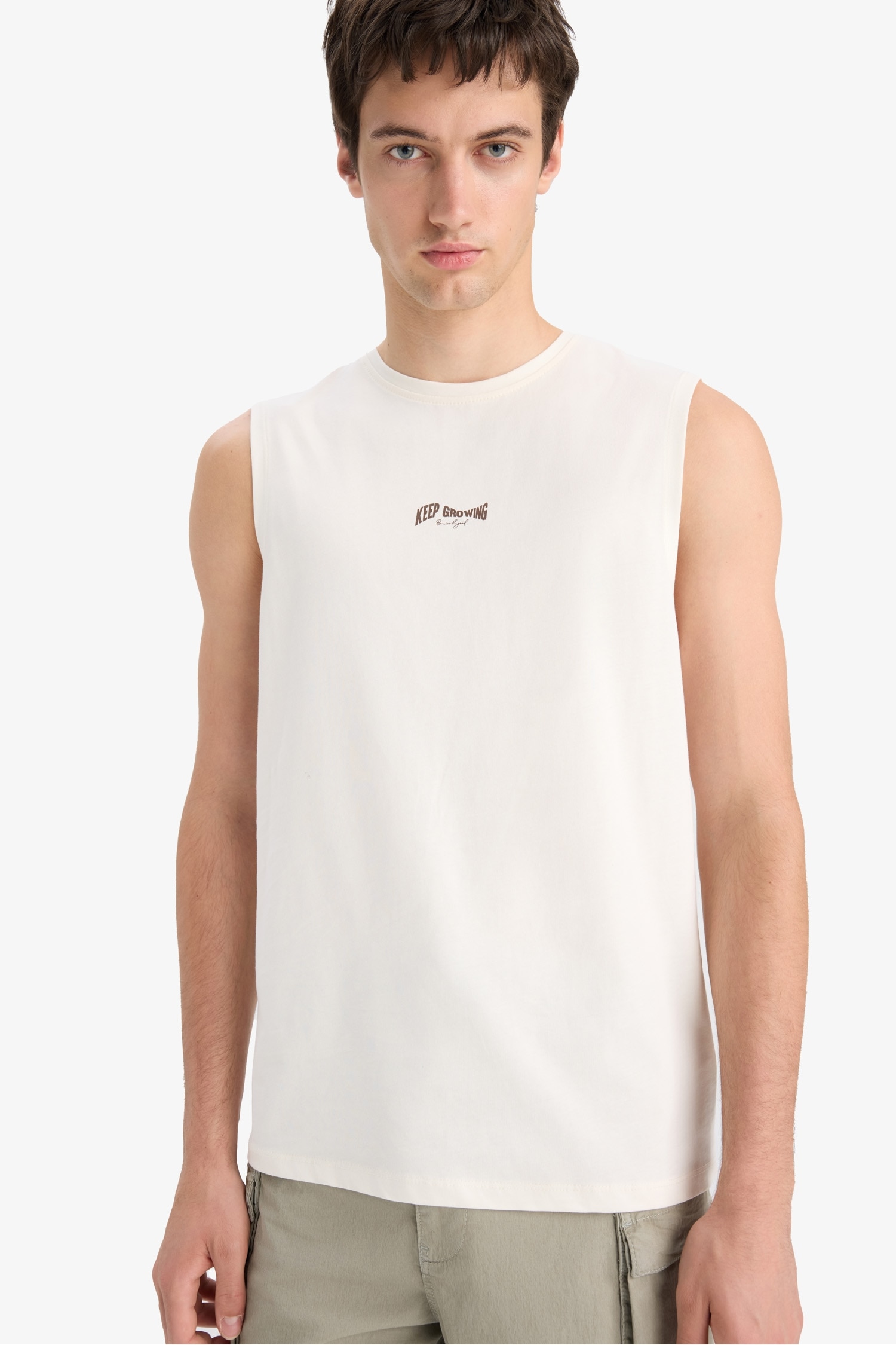 %100 Pamuk Regular Fit Baskılı Bisiklet Yaka Atlet