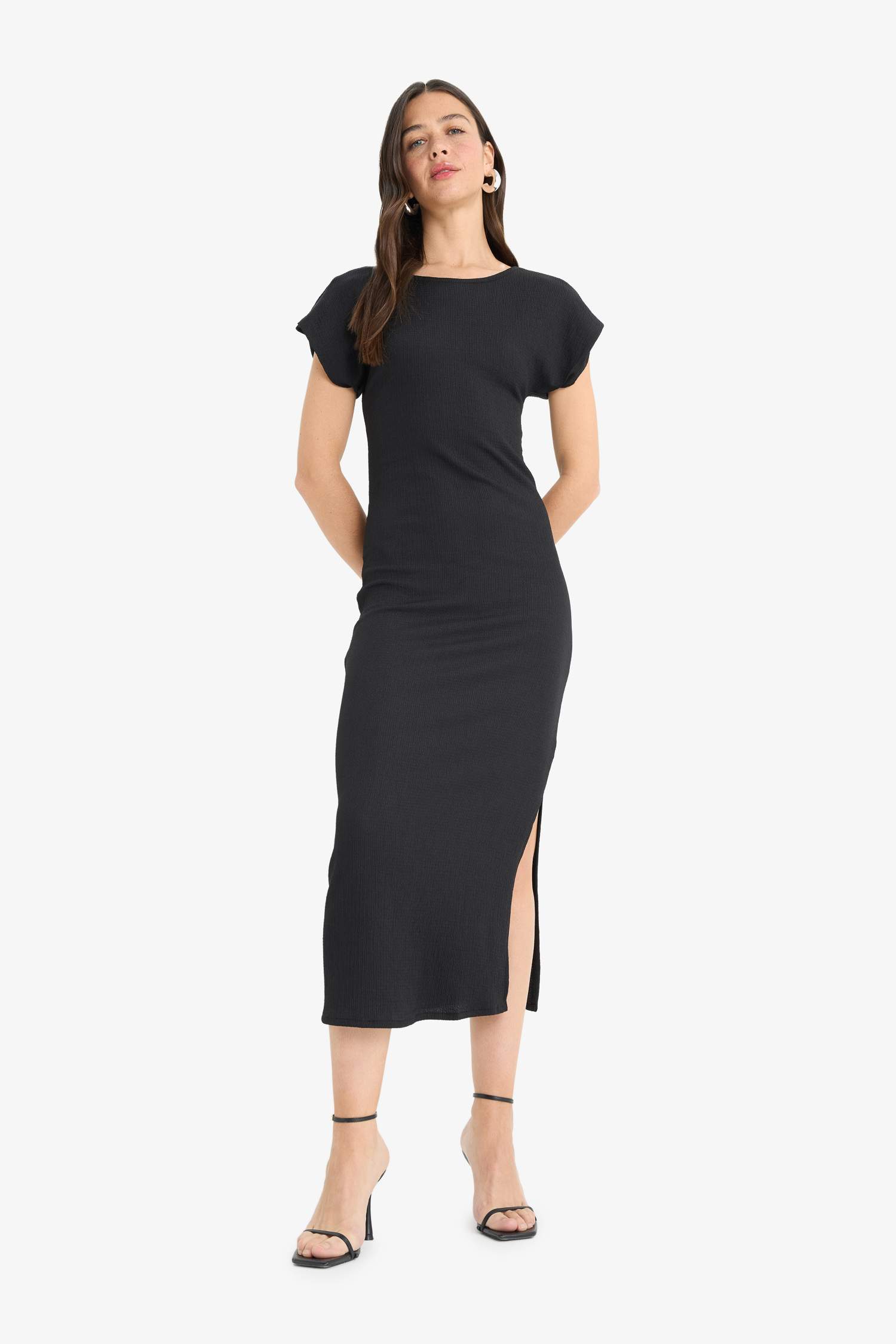 Bodycon Round Collar Sleeveless Maxi Dress