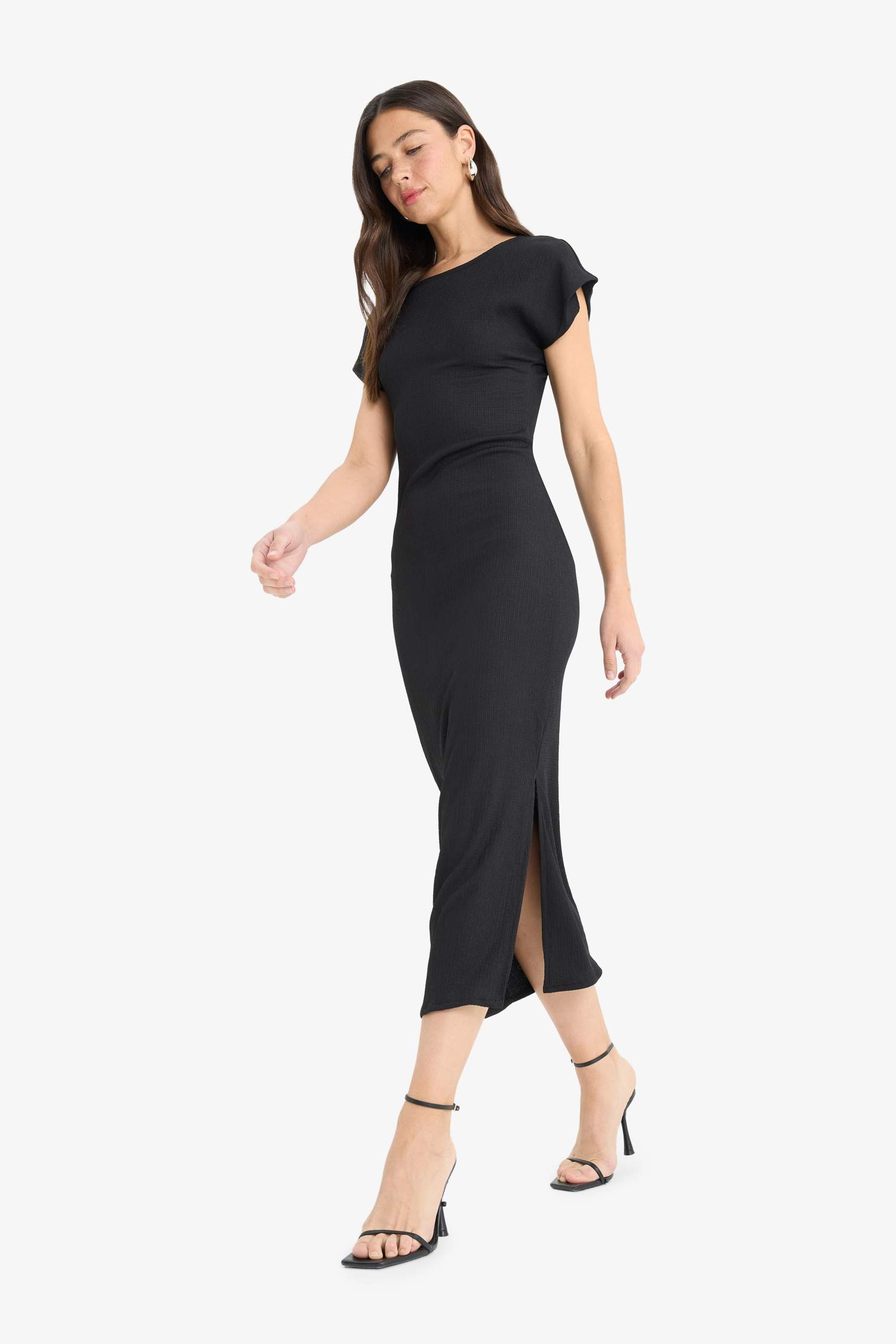 Bodycon Round Collar Sleeveless Maxi Dress