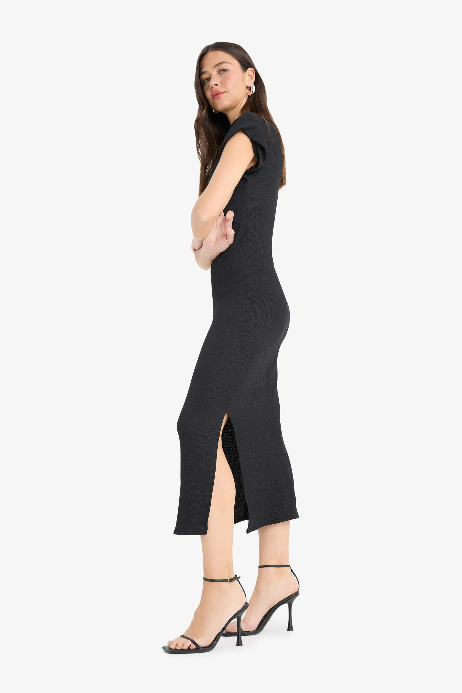 Bodycon Round Collar Sleeveless Maxi Dress