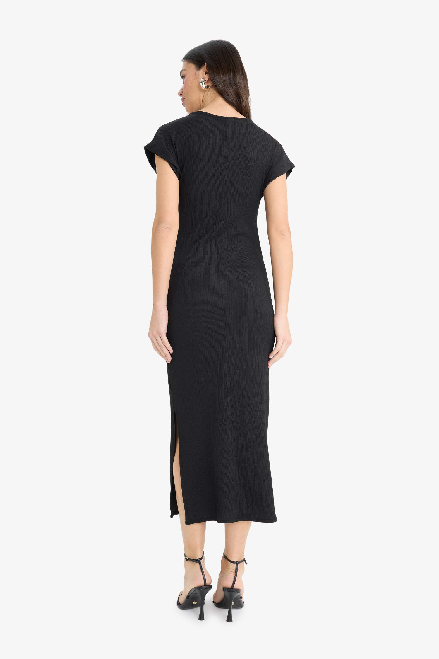 Bodycon Round Collar Sleeveless Maxi Dress
