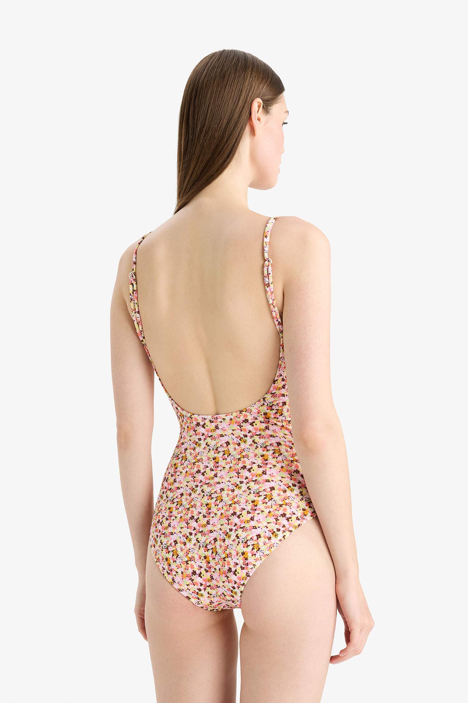 Fall in Love Regular Fit Floral Crepe Strappy Swimsuit