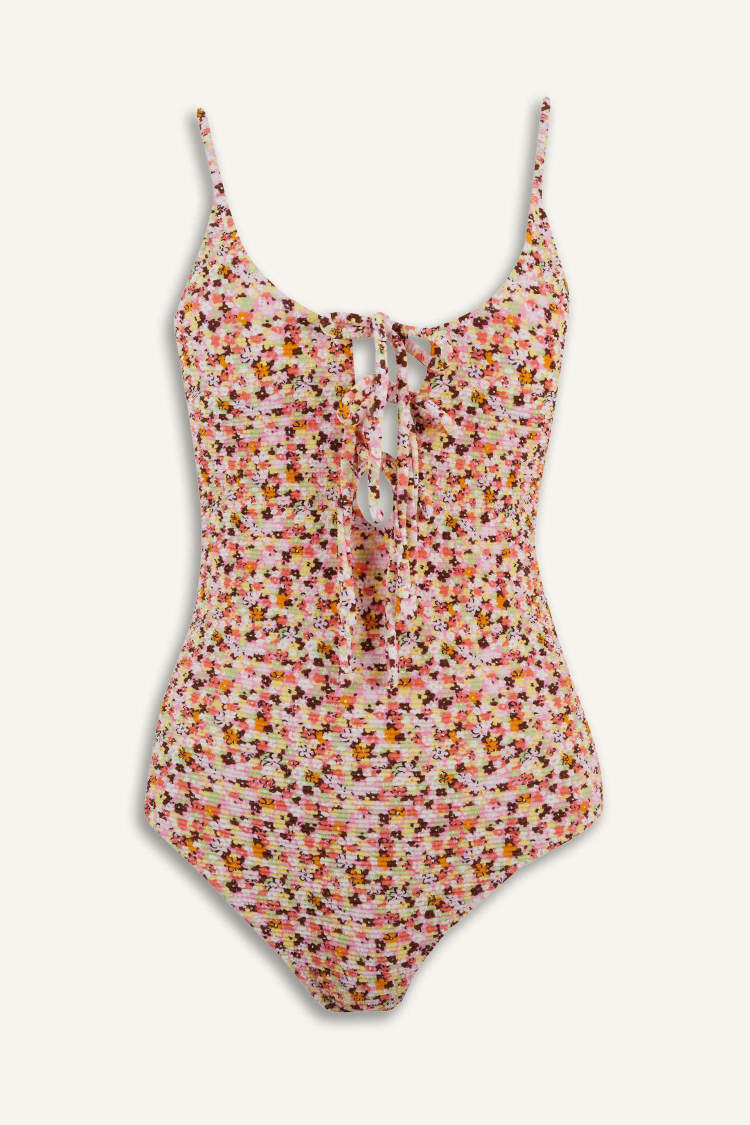 Fall in Love Regular Fit Floral Crepe Strappy Swimsuit