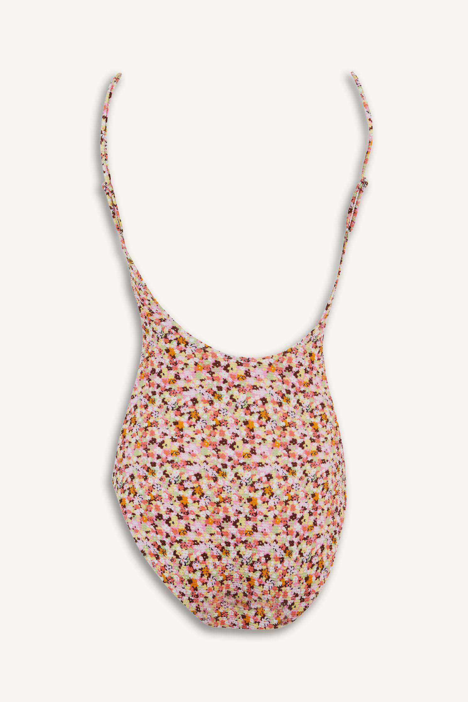 Fall in Love Regular Fit Floral Crepe Strappy Swimsuit