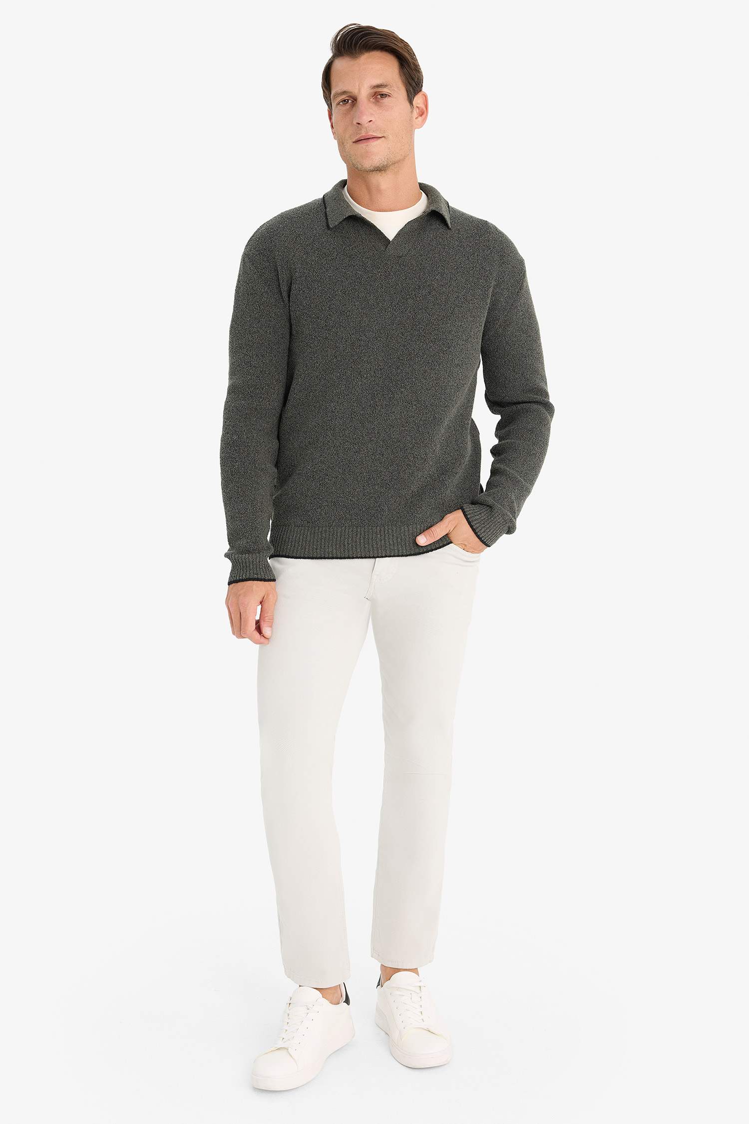 Standart Fit Polo Yaka Triko Kazak