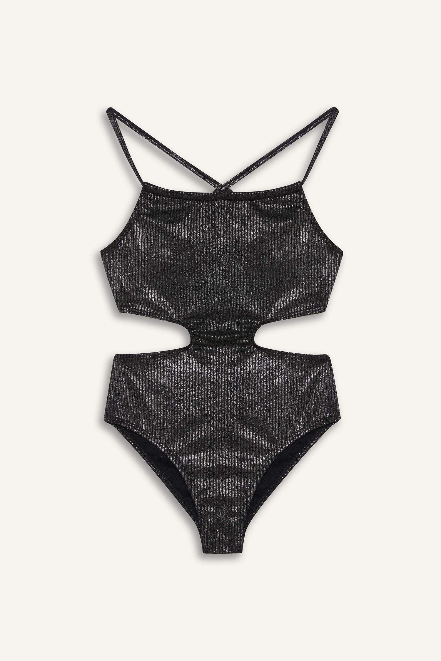 مايو بنات من قماش لامع