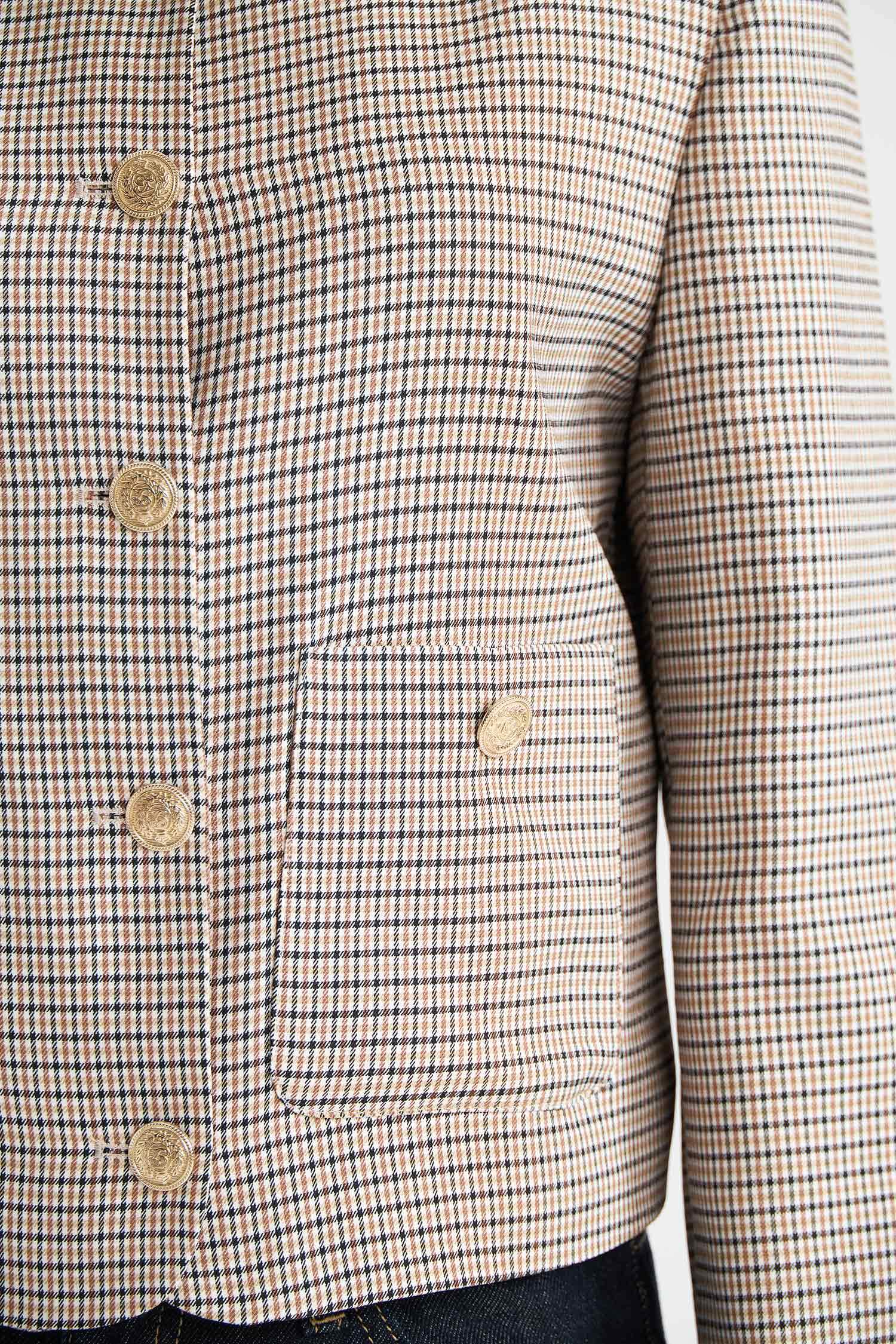 Crew Neck Geometric Patterned Blazer Jacket