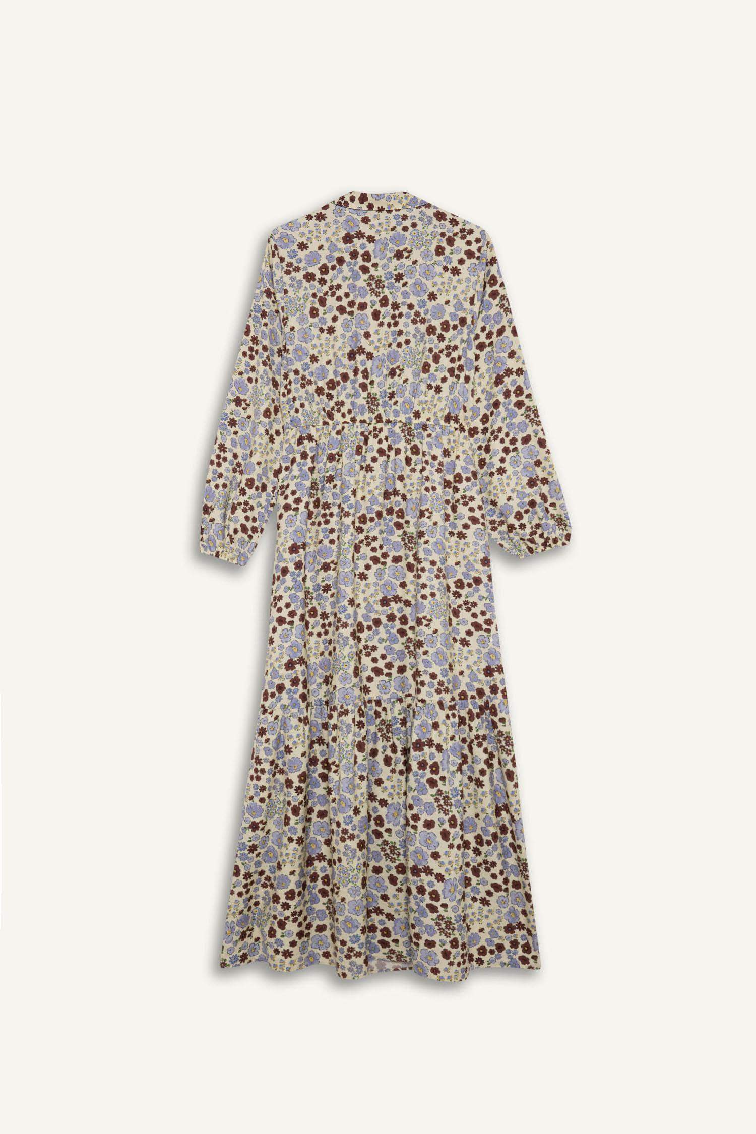 فستان طويل محجبات مطبوع ردن طويل وياخة قميص