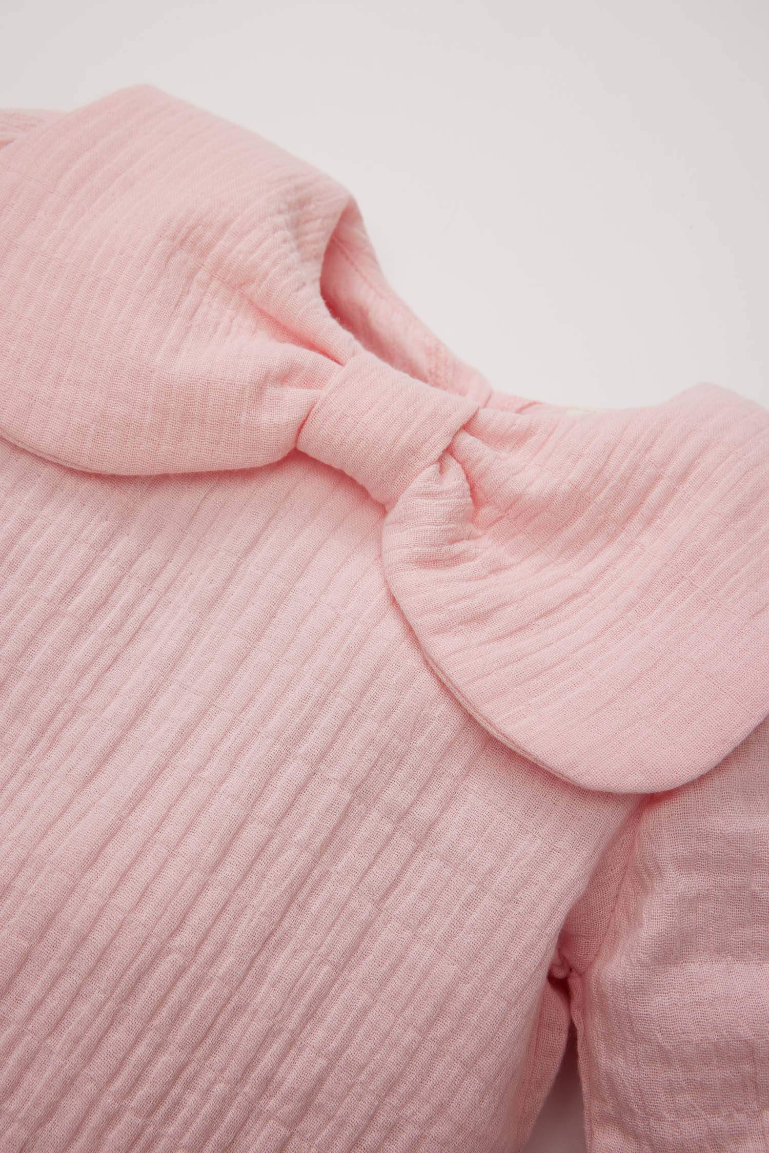 Kız Bebek Büyük Yaka Müslin Uzun Kollu Gömlek