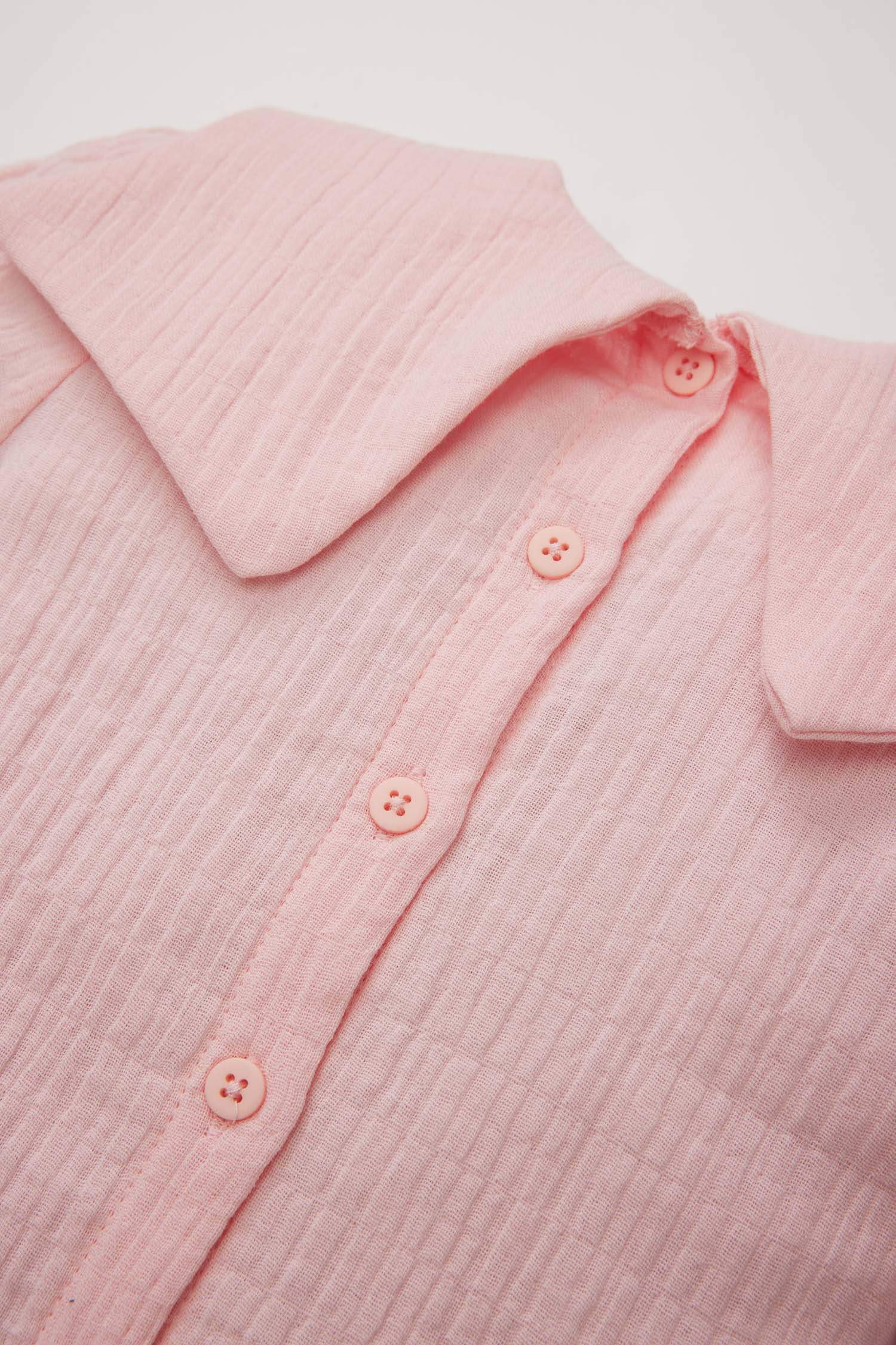 Kız Bebek Büyük Yaka Müslin Uzun Kollu Gömlek