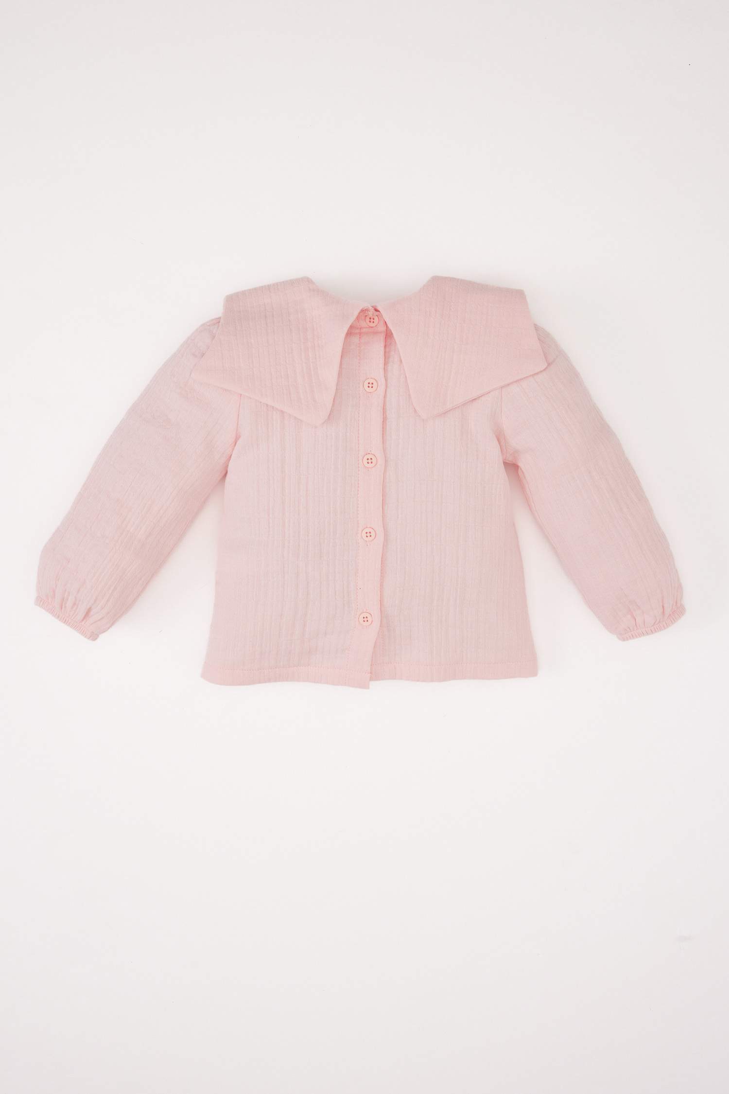 Kız Bebek Büyük Yaka Müslin Uzun Kollu Gömlek