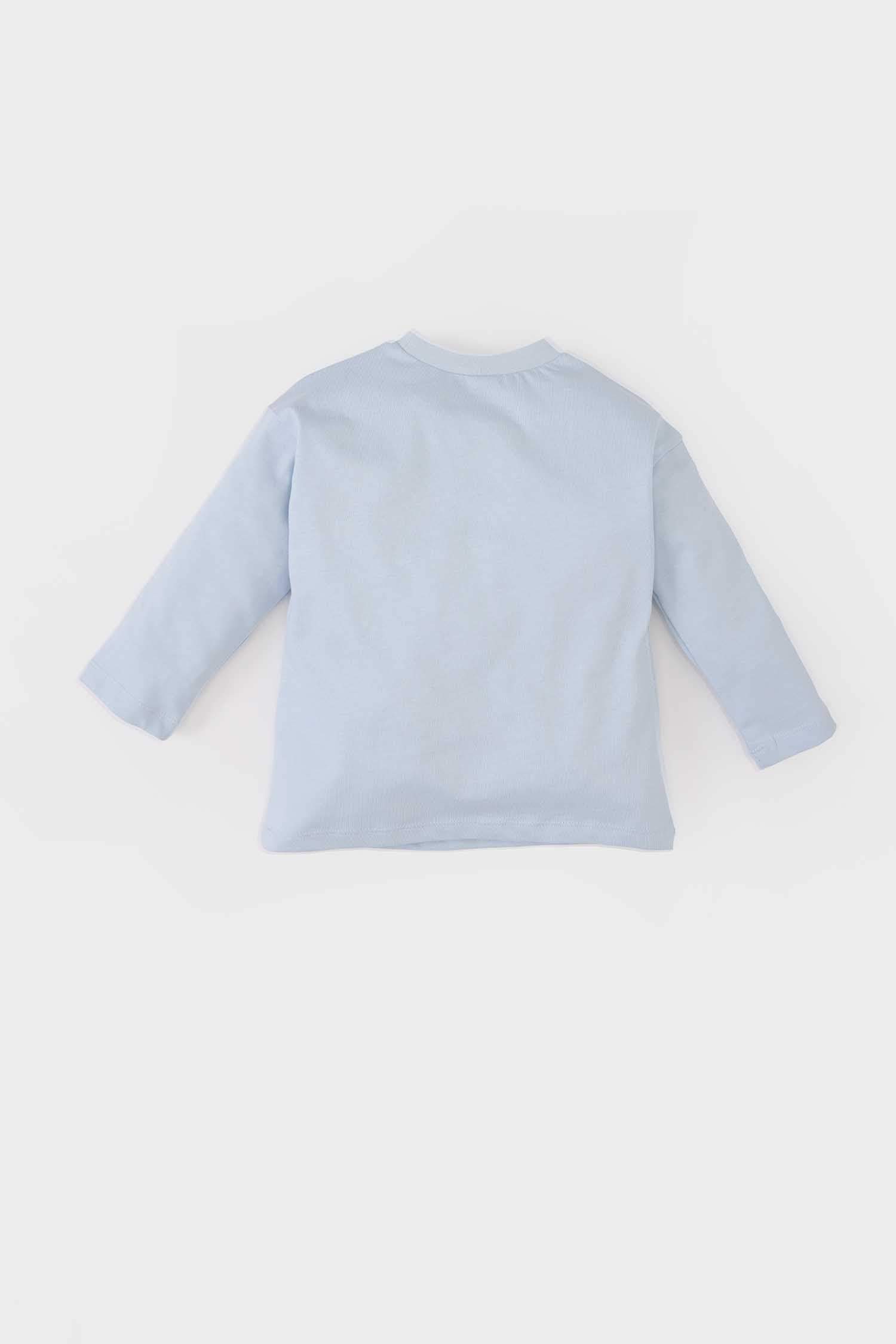 تيشيرت ولادي ردن طويل بطبعة شعار قصة عادية بياخة مستديرة