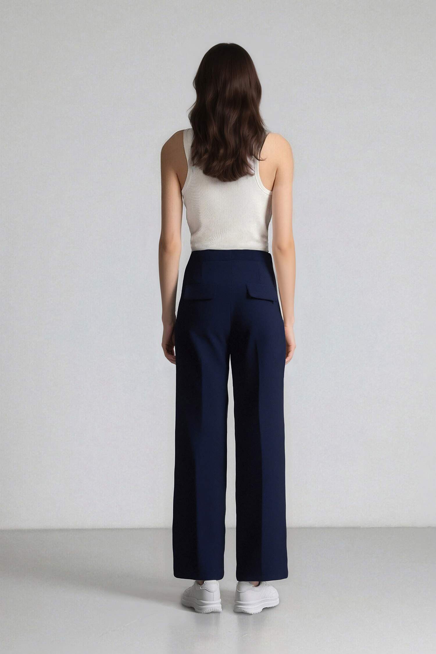 Straight Wide Leg High Waist Trousers