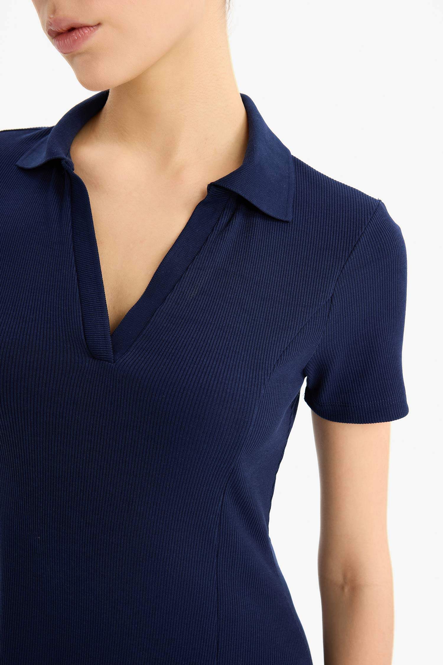 Coool Polo Yaka Fitilli Kaşkorse Kısa Kollu Mini Elbise