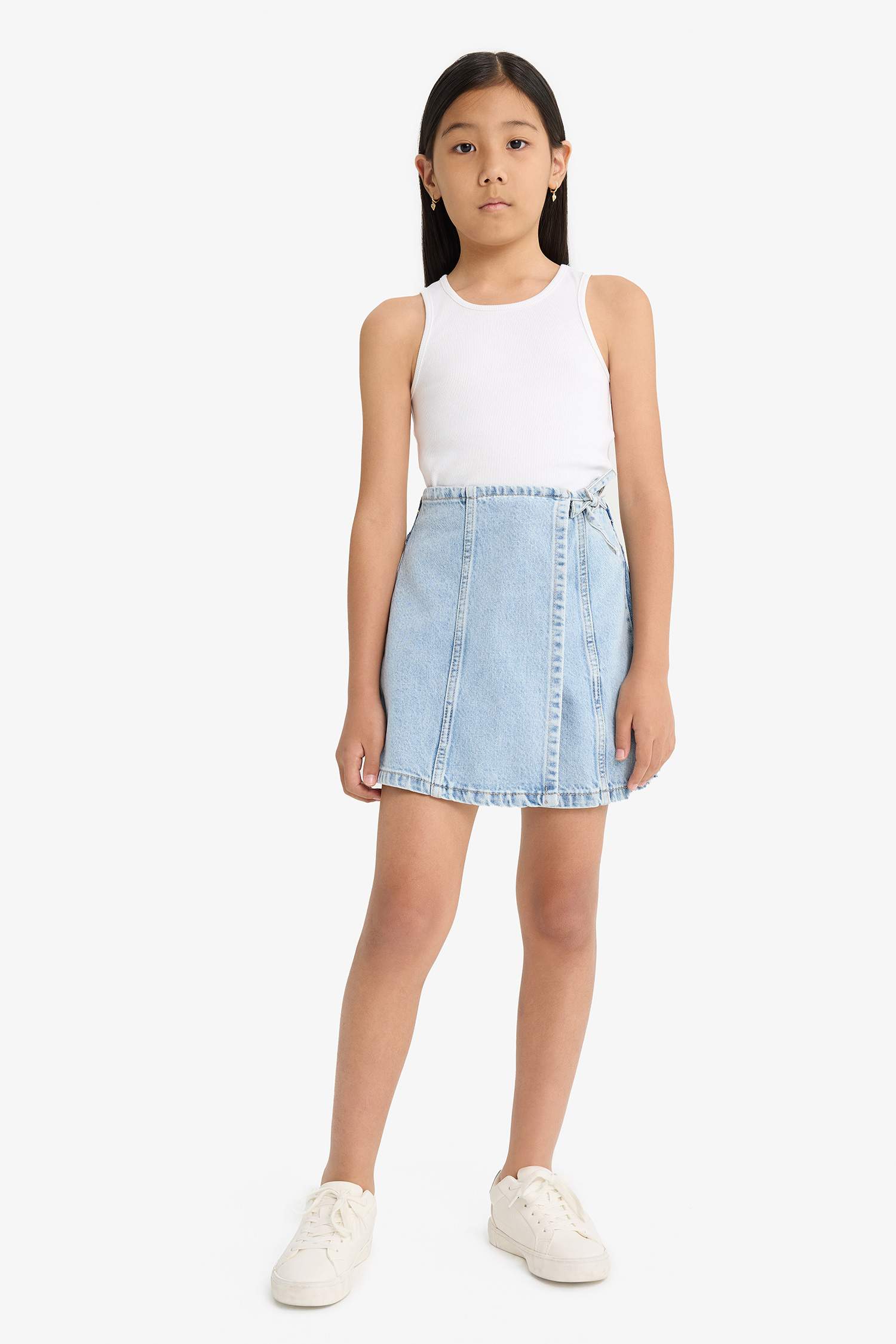 Girl Cotton Denim Skort