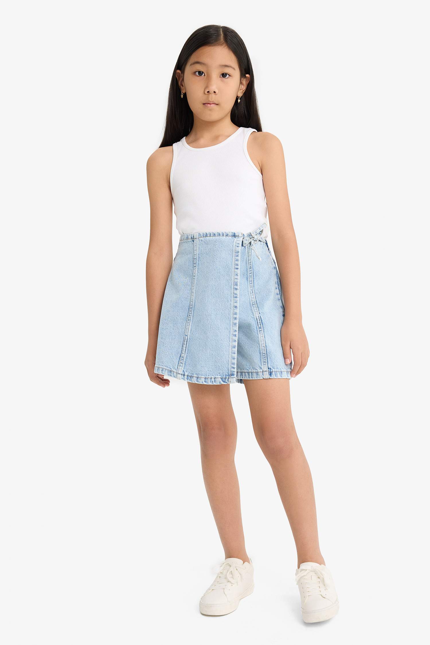 Girl Cotton Denim Skort