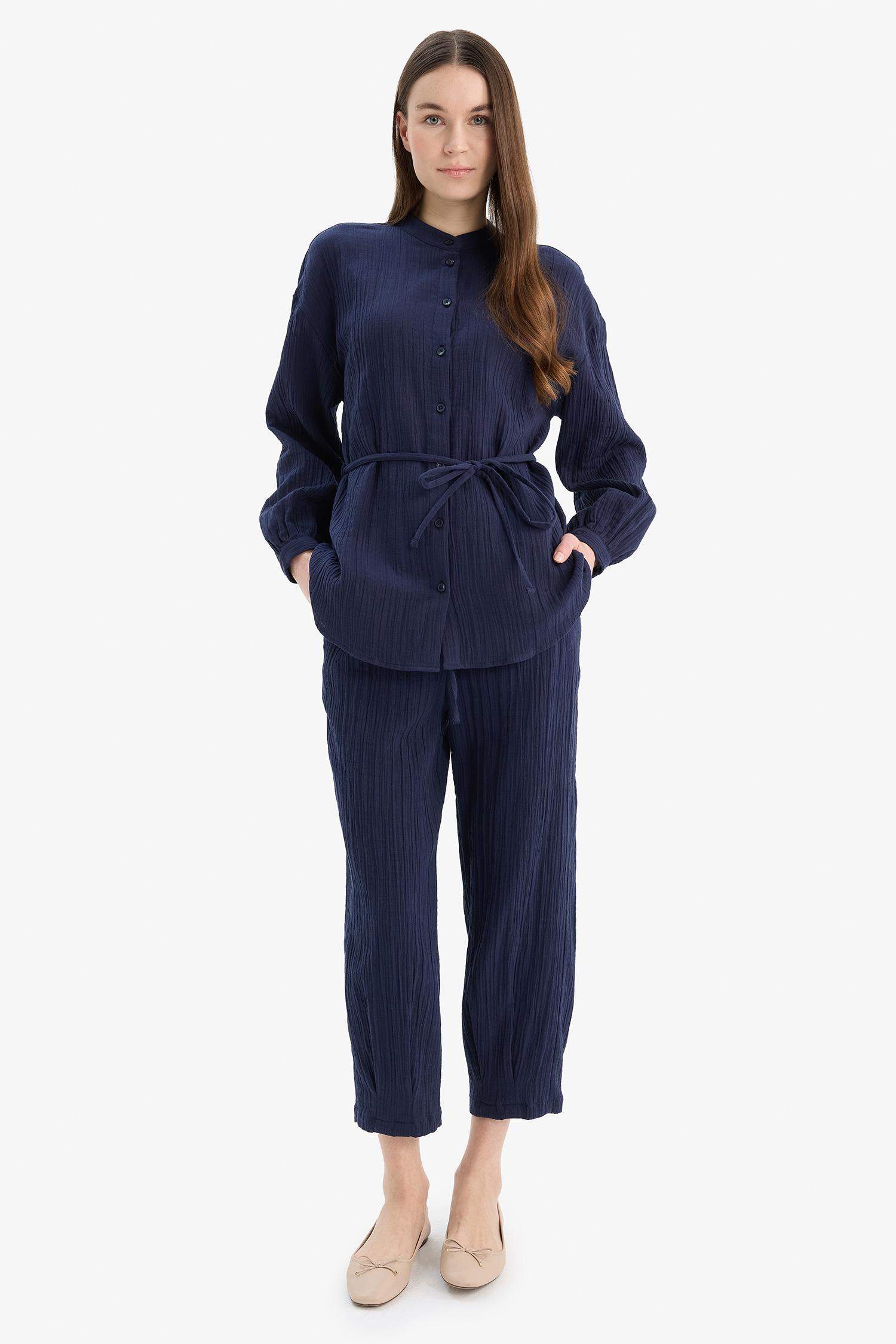 Basic Pocketed Muslin Harem Trousers