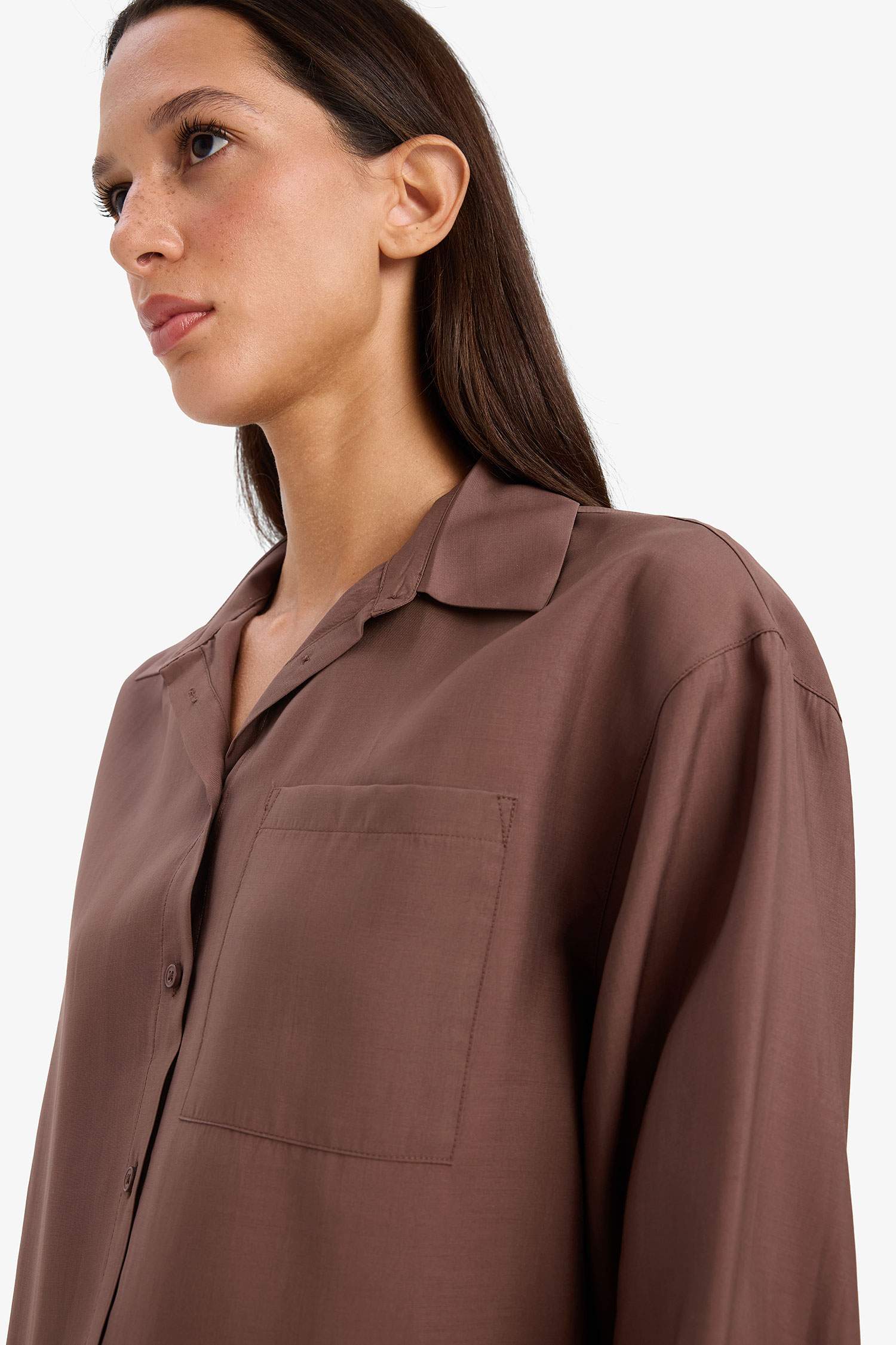 Oversize Fit Modal Long Sleeve Shirt