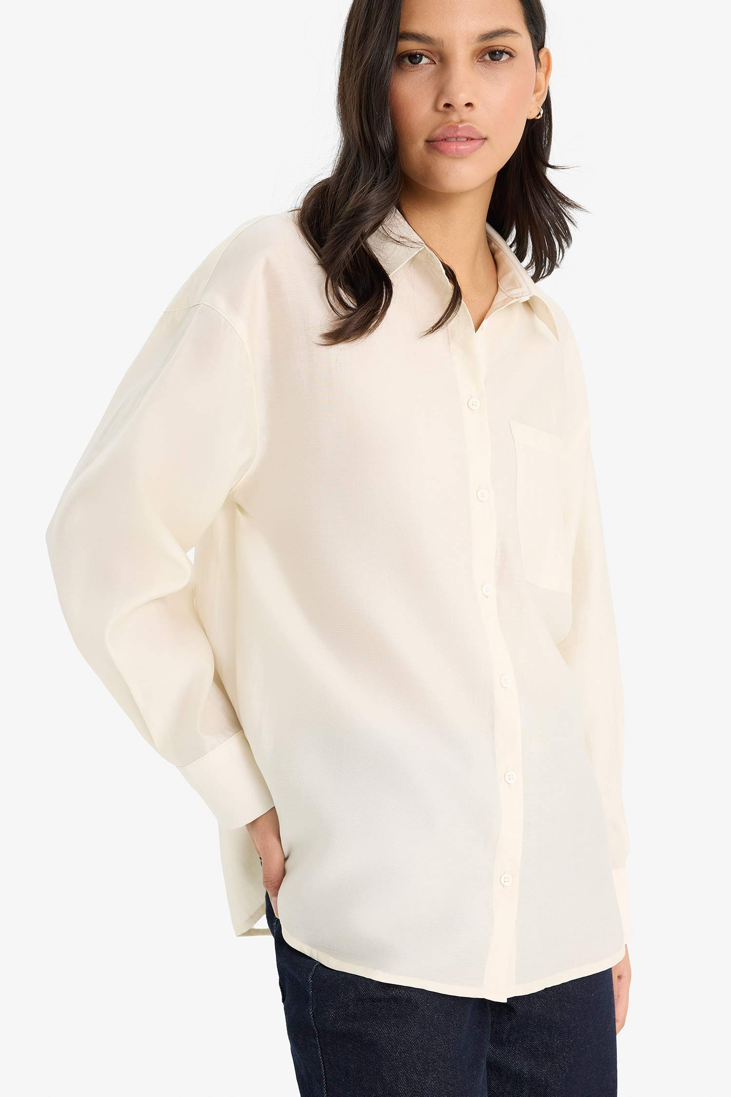 Chemise oversize en modal à manches longues