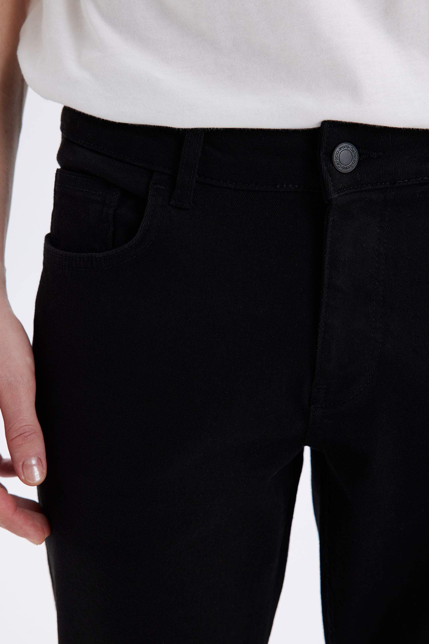 Pedro Slim Fit Dar Kalıp Normal Bel Dar Paça Siyah Jean Pantolon