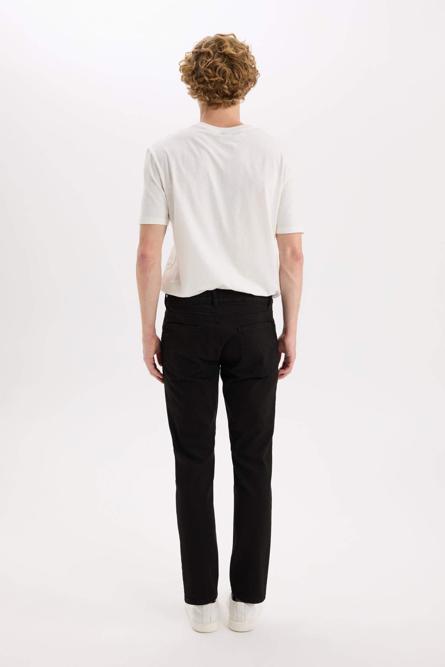 Pedro Slim Fit Dar Kalıp Normal Bel Dar Paça Siyah Jean Pantolon